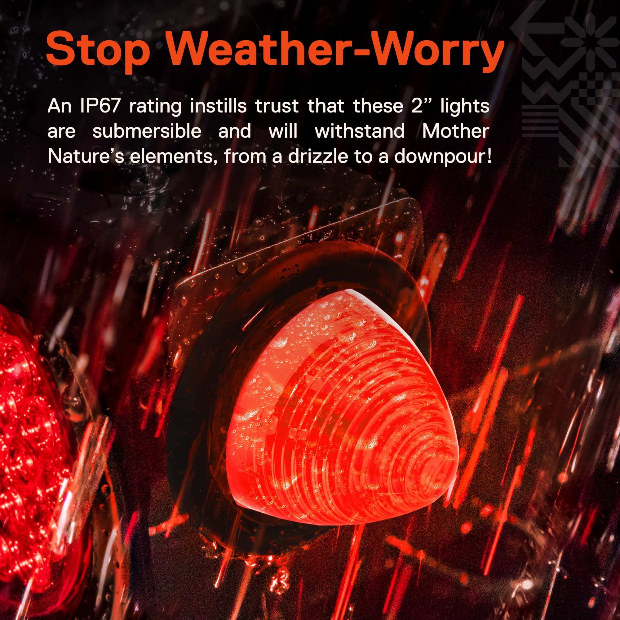 True Mods 2Pc 2 Inch Round Red Beehive Led Boat Trailer Marker Light [Dot Fmvss 108] [Sae P2] [Grommet & Plug] [Ip67 Submersible] Bee Hive Cone Clearance Side Marker Light For Rv Semi Truck Auto