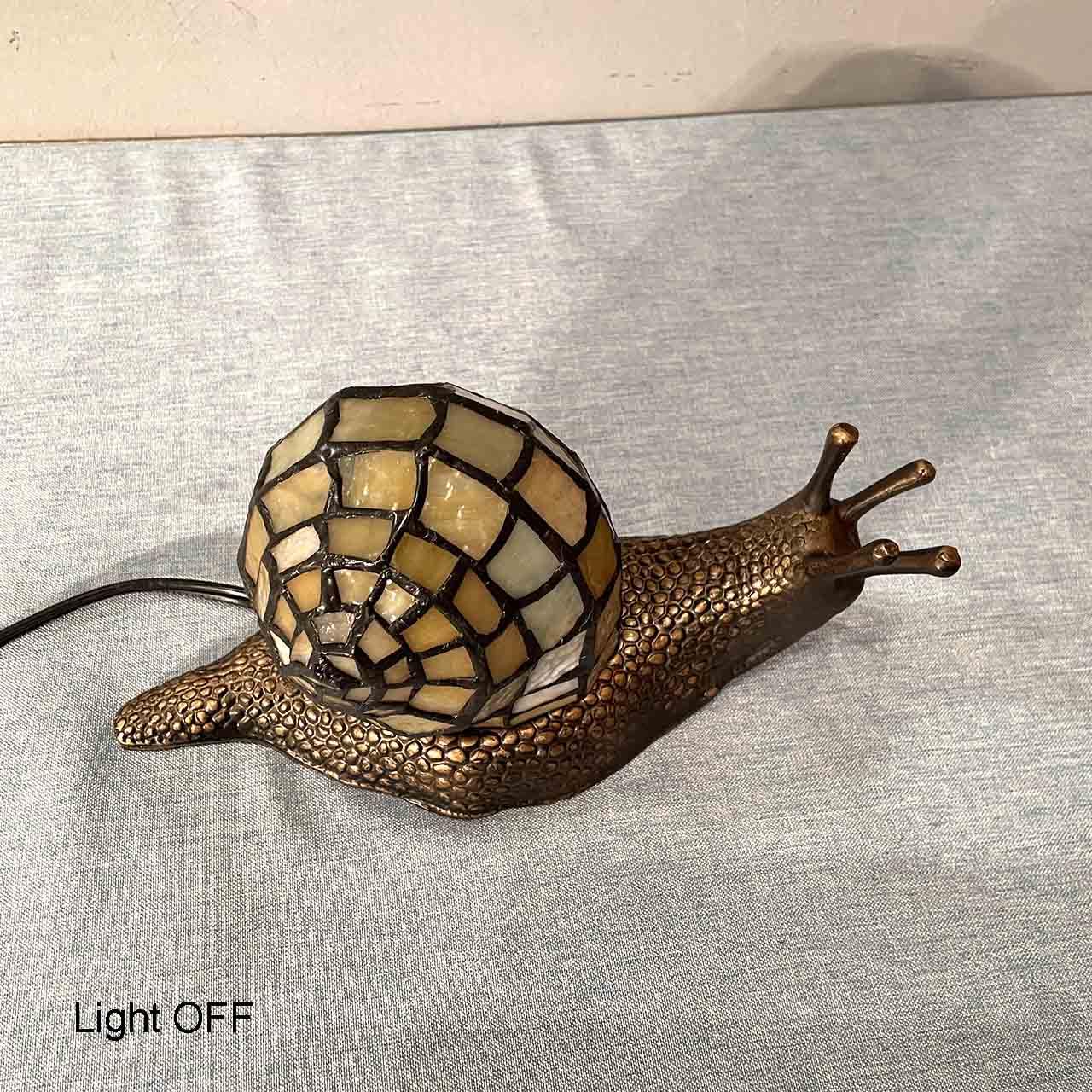 Bieye L10943 Land Snail Tiffany Style Stained Glass Accent Table Lamp For Home Decor (Yellow, 10'' D X 5'' W X 5'' H)