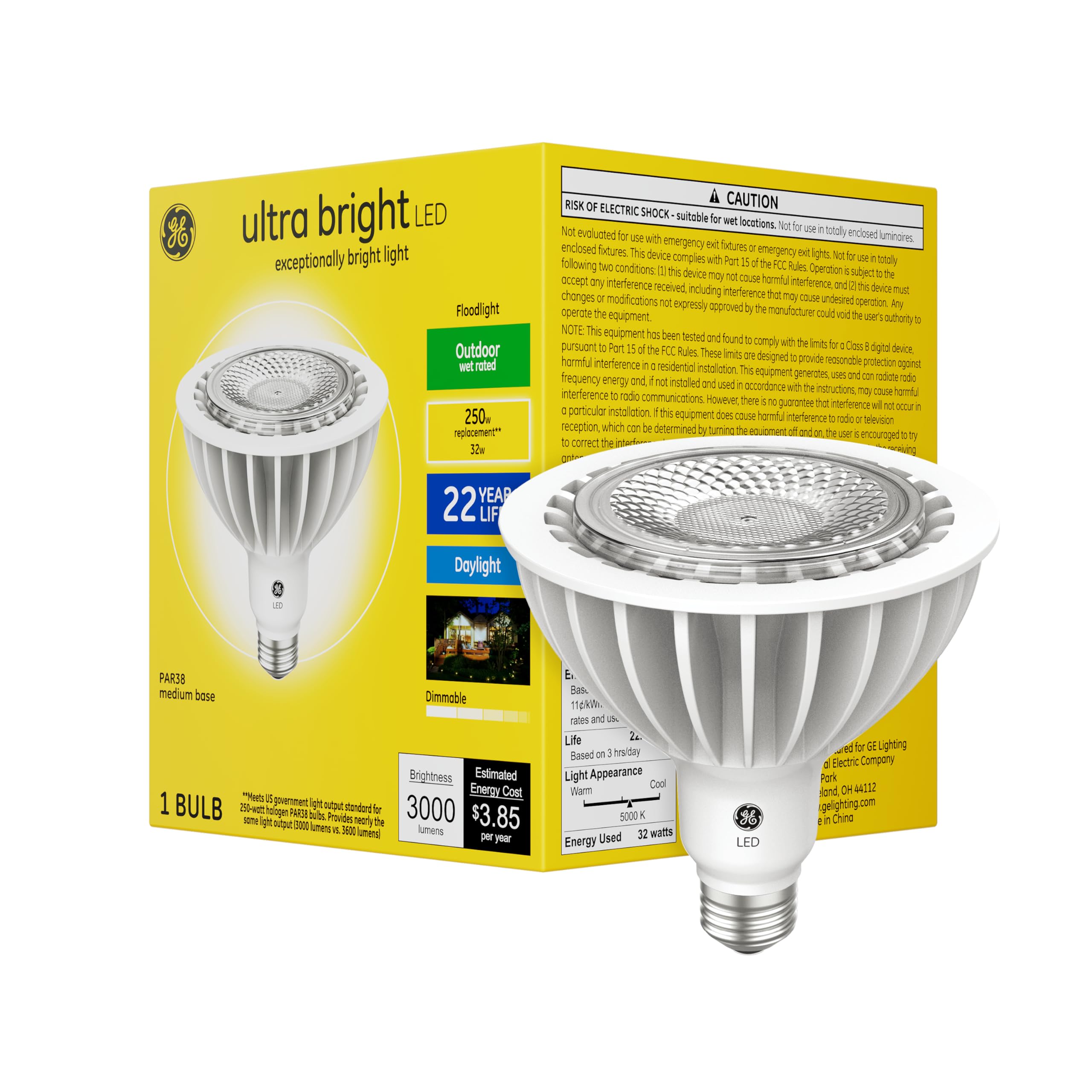 Ge Ultra Bright Led Light Bulbs, 250 Watt, Daylight, Par38 Floodlights