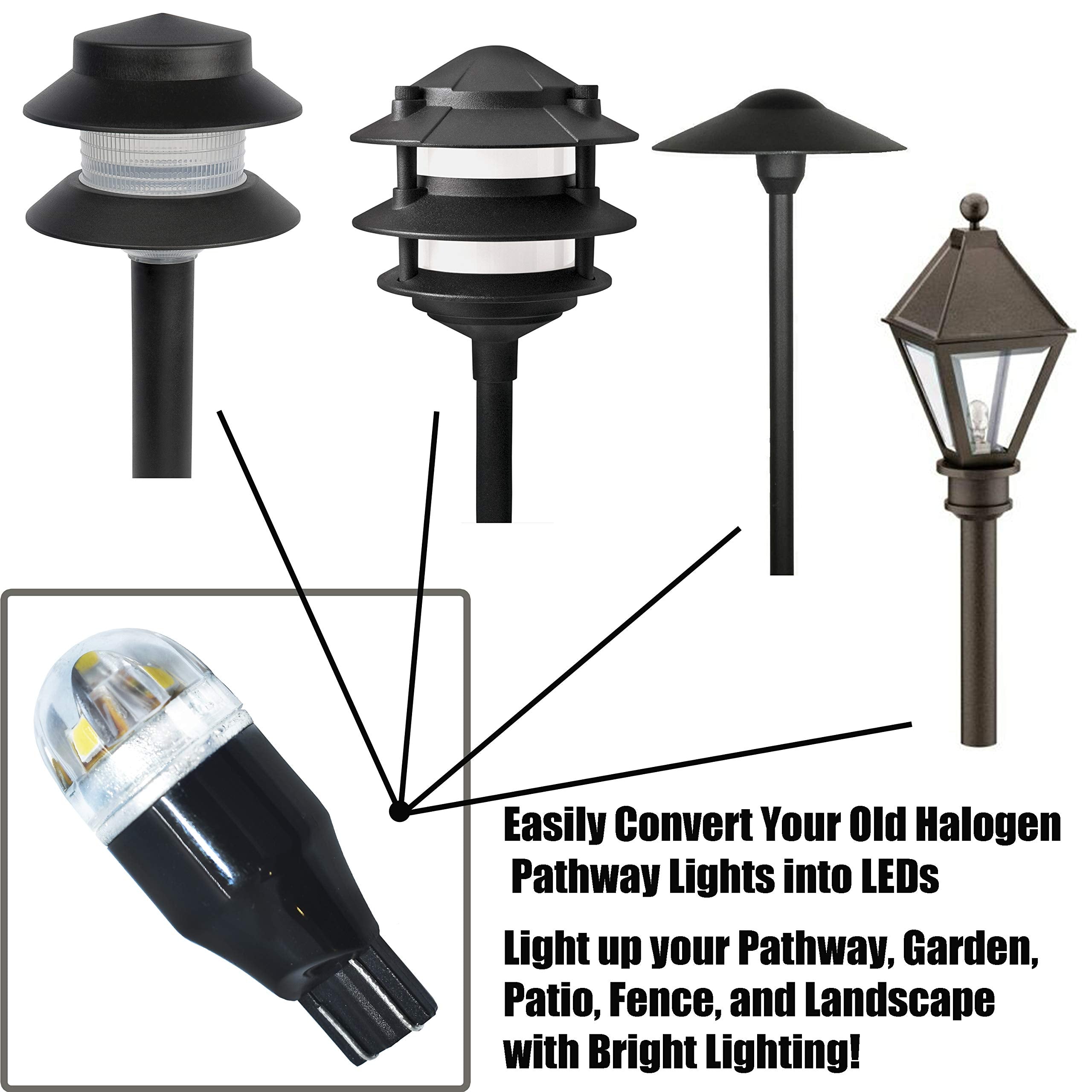 Diximus LED Landscape Bulb 12V, Clear, Copper, 4 Count - Ideal for Outdoor Lighting, Decks, Stairs, and RVs
