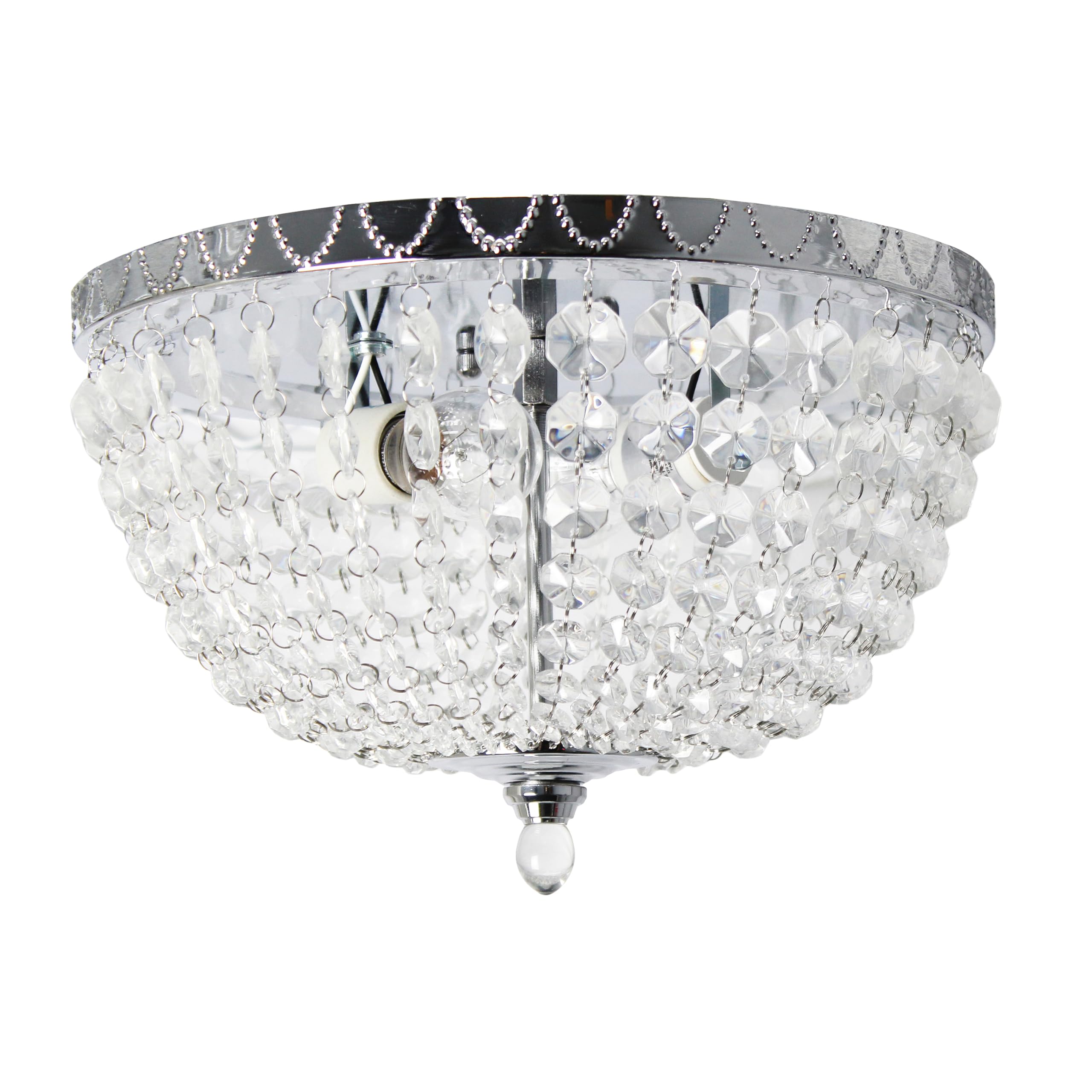 Elegant Designs FM1001-CHR Flushmount Ceiling Light, Crystal, Chrome, 13inx13inx8.25in
