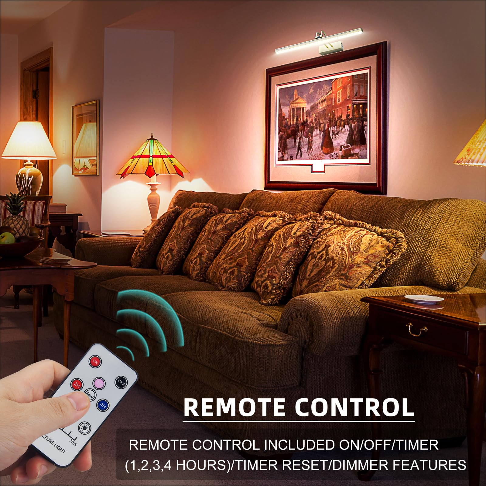 Funchday Picture Light, Wireless Rechargeable Gallery Lights With Remote, 280Lm 48 Led Dimmable Painting Lighting, 16In Battery