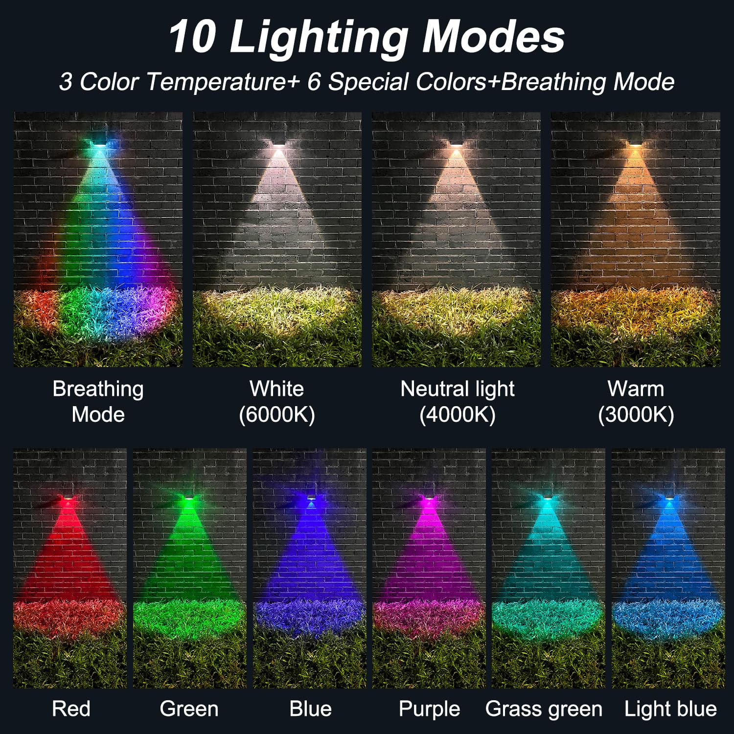 Ellasay Solar Powered Lights For Fence: 10 Lighting Modes With Rgb - Waterproof Ip65 - Bright Lens Led For Outdoor Wall Garden Deck Patio Porch Yard Pool 16 Pack