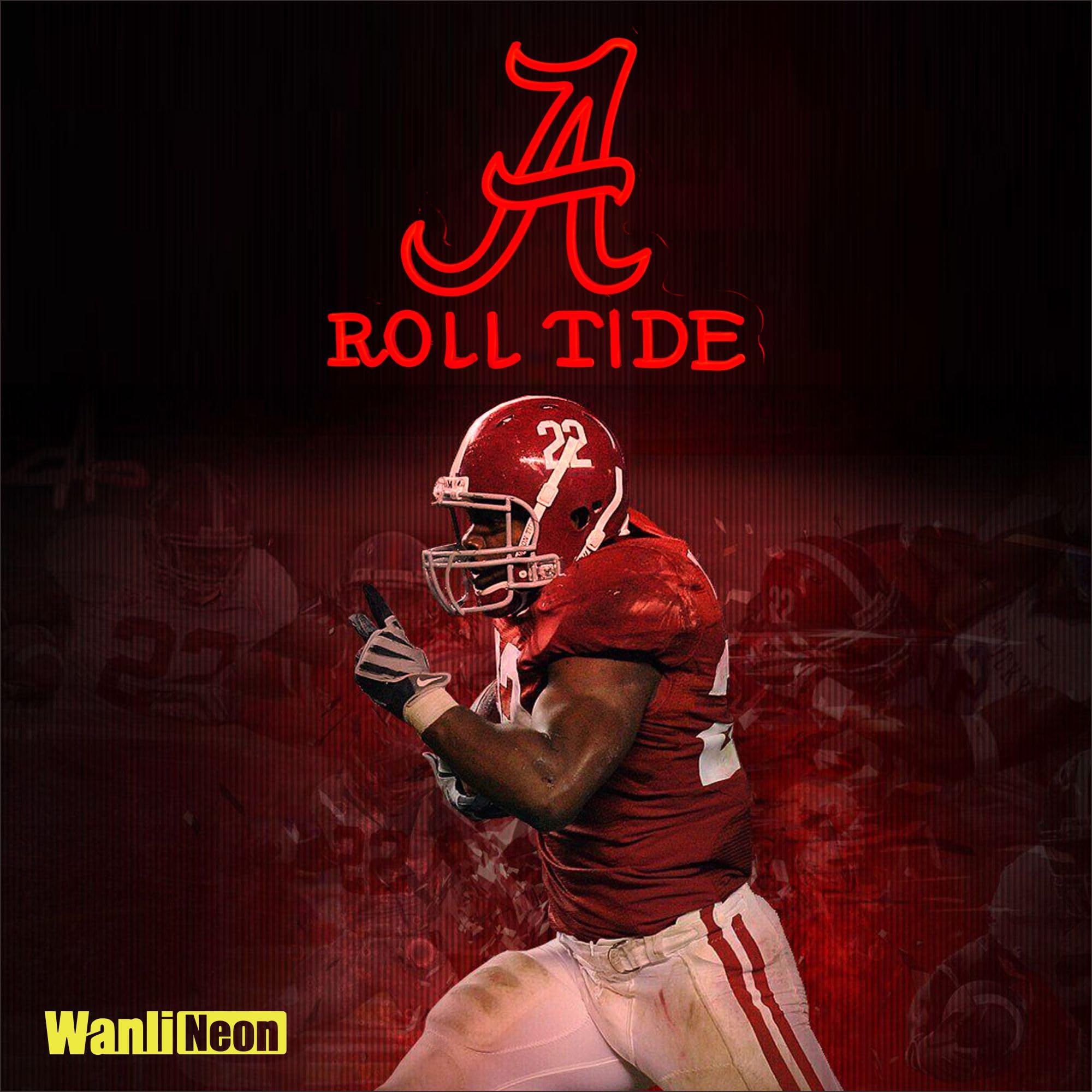 WanliNeon Roll Tide Neon Sign - LED Wall Decor, 12.6"x16.5", Red, USB Powered for Home Bar, Game Room, Pub, Man Cave