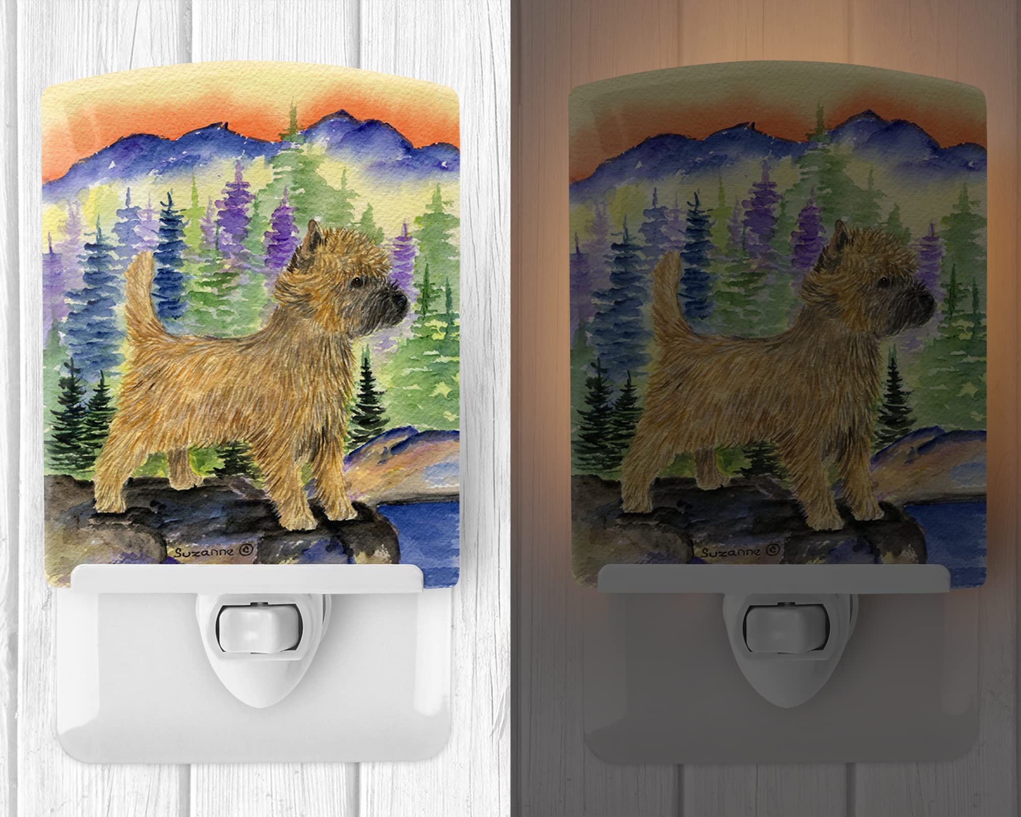 Caroline'S Treasures Ss8255Cnl Cairn Terrier Ceramic Night Light Compact, Ul-Certified, Ideal For Bedroom, Bathroom, Nursery, Hallway, Kitchen, 6X4X3, Multicolor