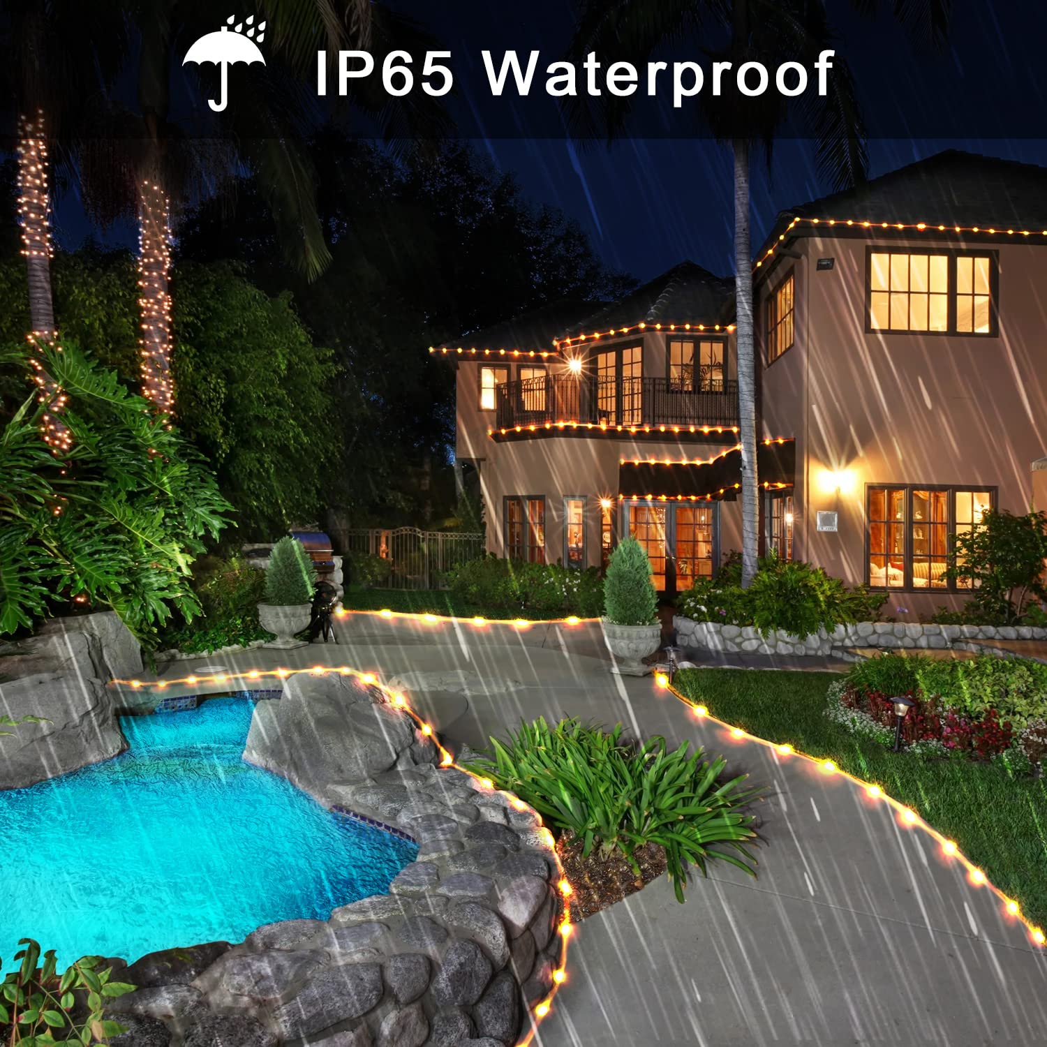 Jmexsuss 2 Pack 100 Led Solar Rope Lights,33Ft 8 Modes Solar Rope Lights Outdoor Waterproof Led Solar Powered Rope Tube For Tram