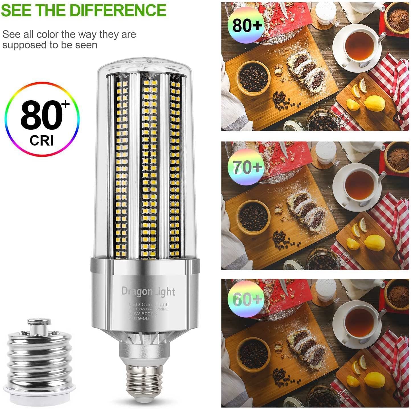 Dragonlight 100W Commercial Grade Corn Led Light Bulb(700 Watt Equivalent) E26/E39 Large Mogul Base Led Lamp 3000K Warm White 12