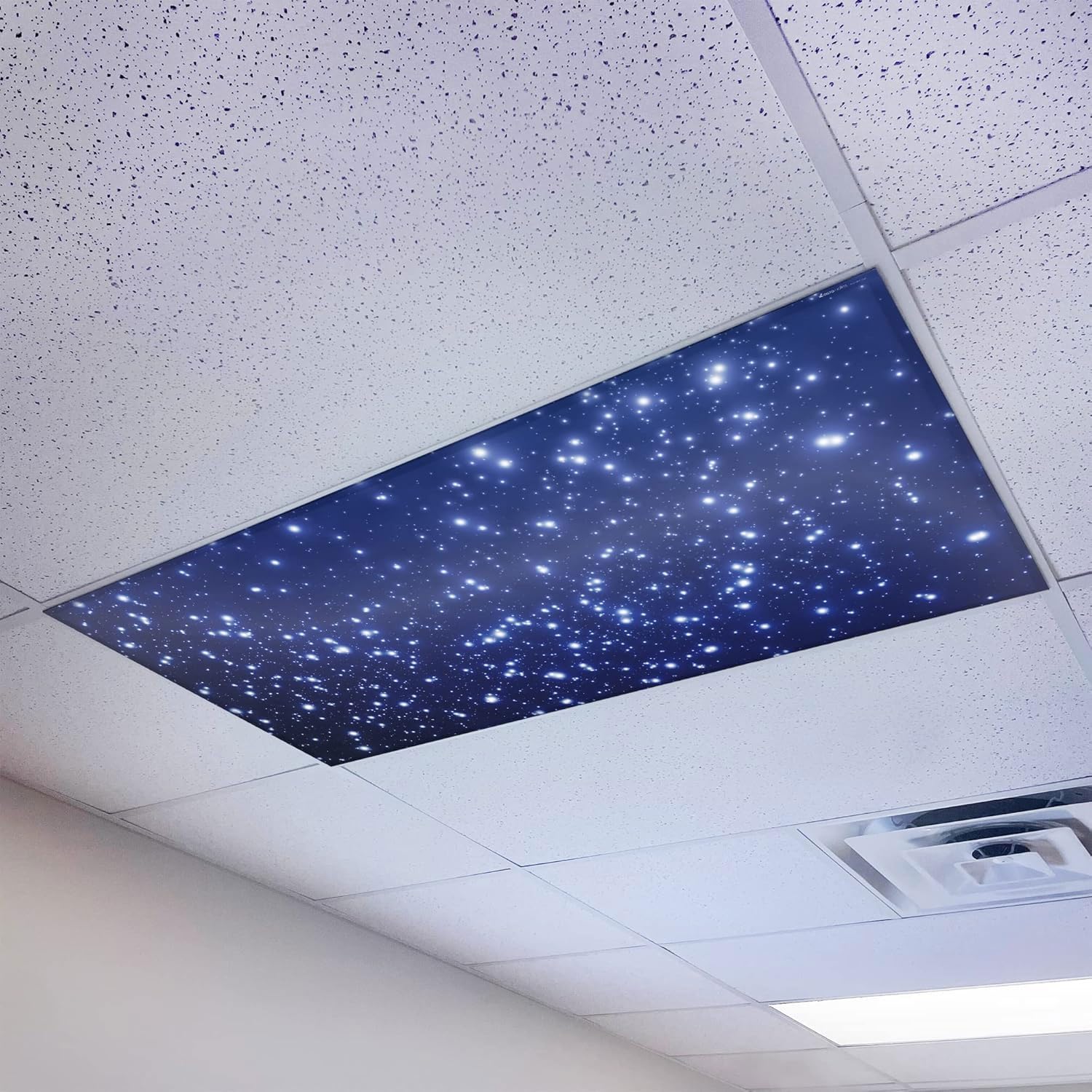 OCTO LIGHTS Magnetic Fluorescent Light Cover - 2x4 Backlit Film, Starry Night, Model AST-001-MGT-2x4