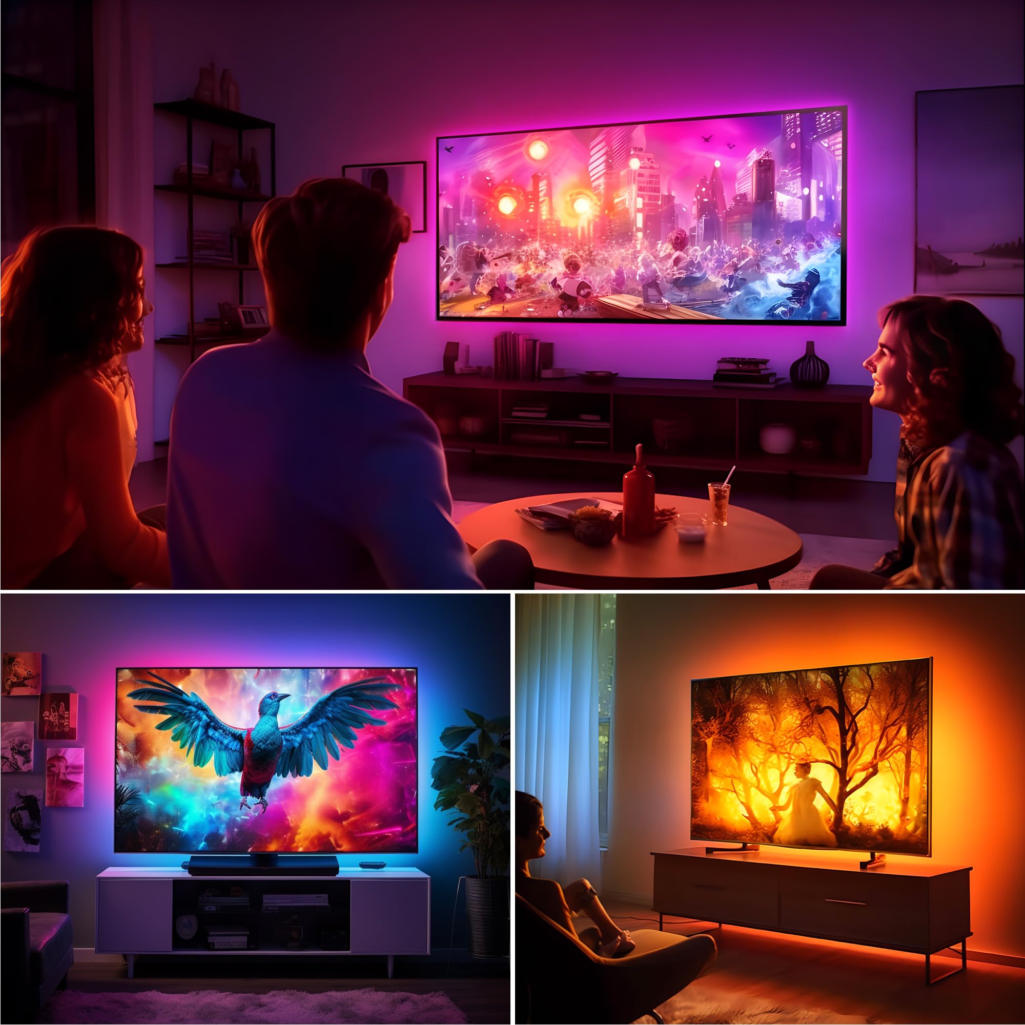 Maylit Icrgb Tv Led Backlight, App Control Led Lights For 37-70In Tv/Monitor, Music Sync Color Changing Tv Led Strip Lights For Home Decor, Usb Powered Gaming Accessories Lights For Bedroom Room Decor