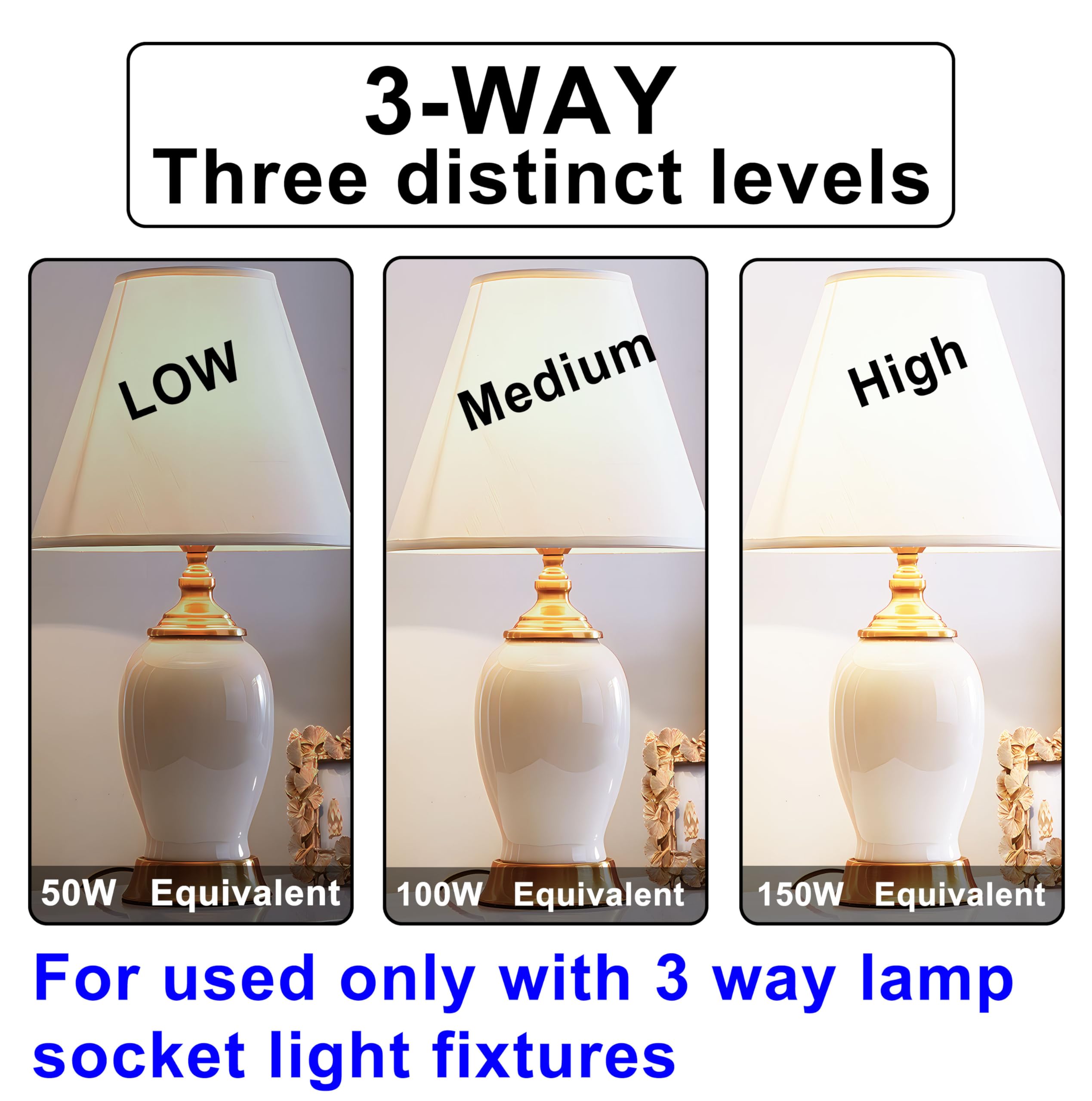 Sagfu 2-Pack 3 Way Light Bulbs 50 100 150 W Equivalent Soft White 3000K,5W 10W 15W,A19, Three Way Light Bulbs 700 1400 2100Lm, E
