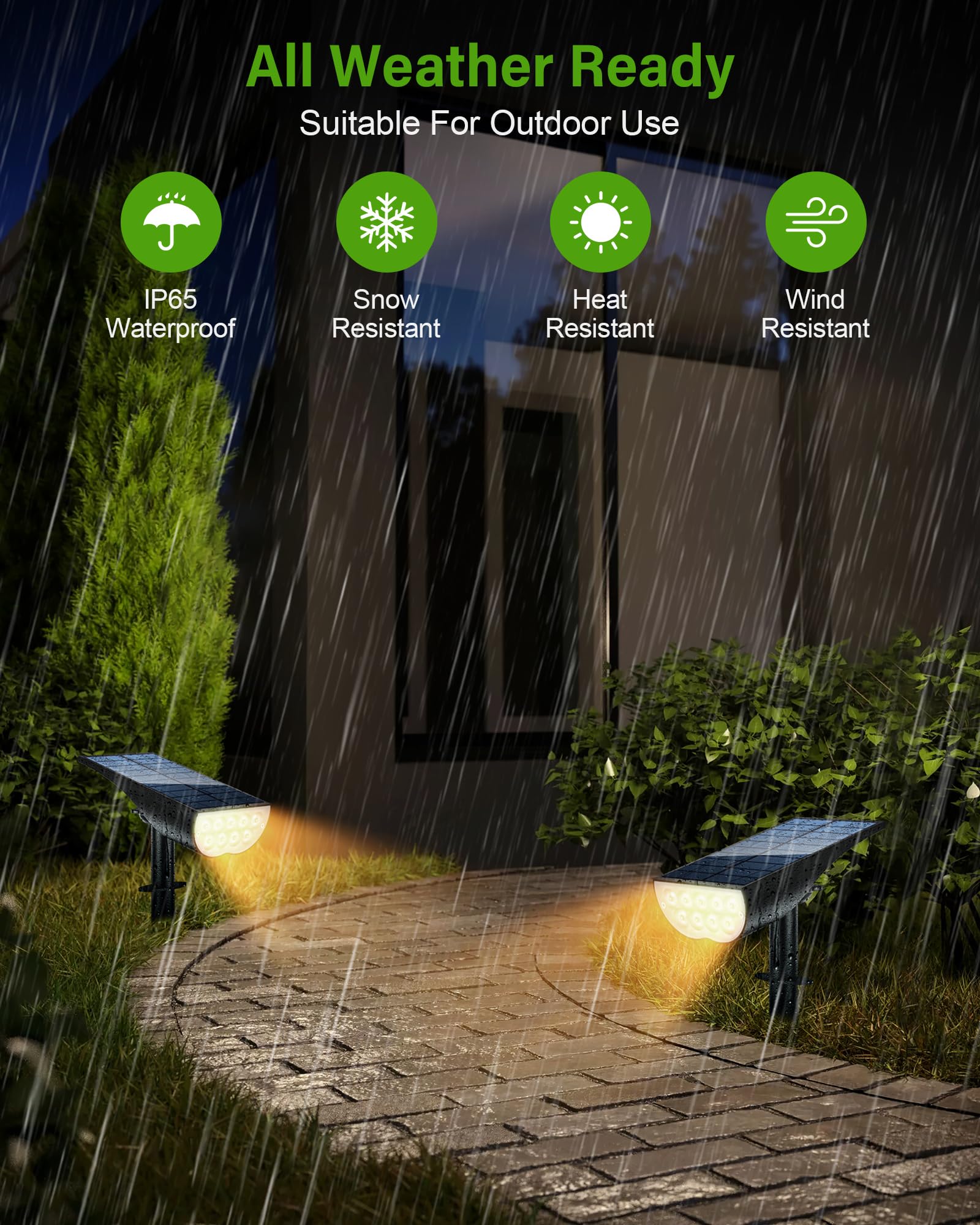 Zookki Solar Spot Lights Outdoor, Solar Lights Outdoor Waterproof Ip65, 3 Brightness Modes Dusk To Dawn Landscape Spotlights For Yard Garden Pathway Tree Decoration, Warm White, 1 Pack