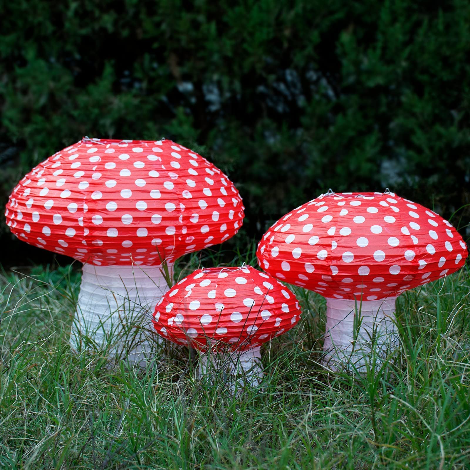 6Pcs Mushroom Paper Lantern, 3D Forest Jungle Theme Lantern Wonderland Hanging Mushroom Lantern For Nursery Garden Christmas Hal