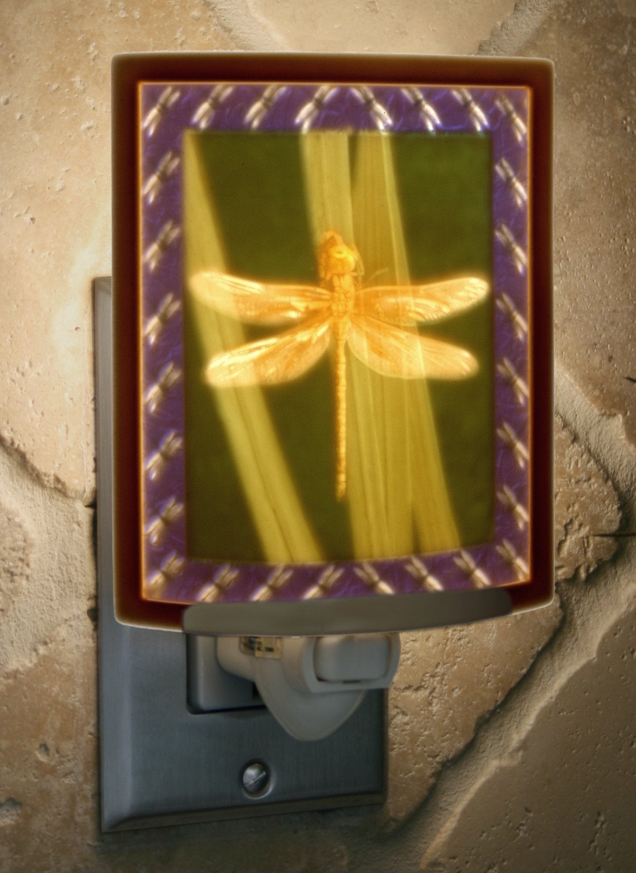 The Porcelain Garden Colored Dragonfly - Curved Porcelain Lithophane Night Light, Decorative Wall Plug In Nursery, Bedroom Kitch