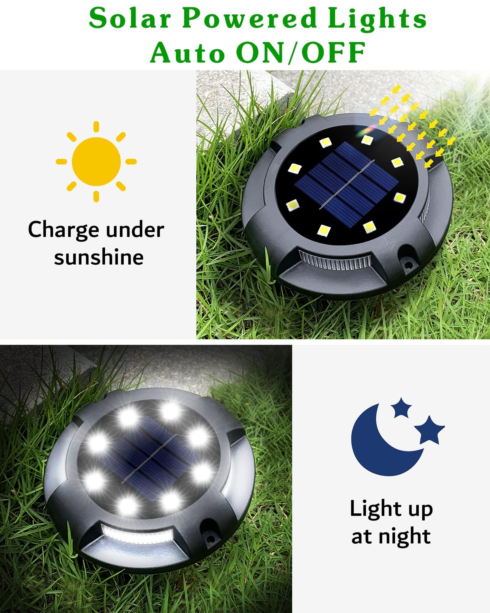 Biling Solar Outdoor Lights, 12 Pack Waterproof Uplight, White, Model 0258c51b-aa4f-48a9-bd2b-b314f8c49839