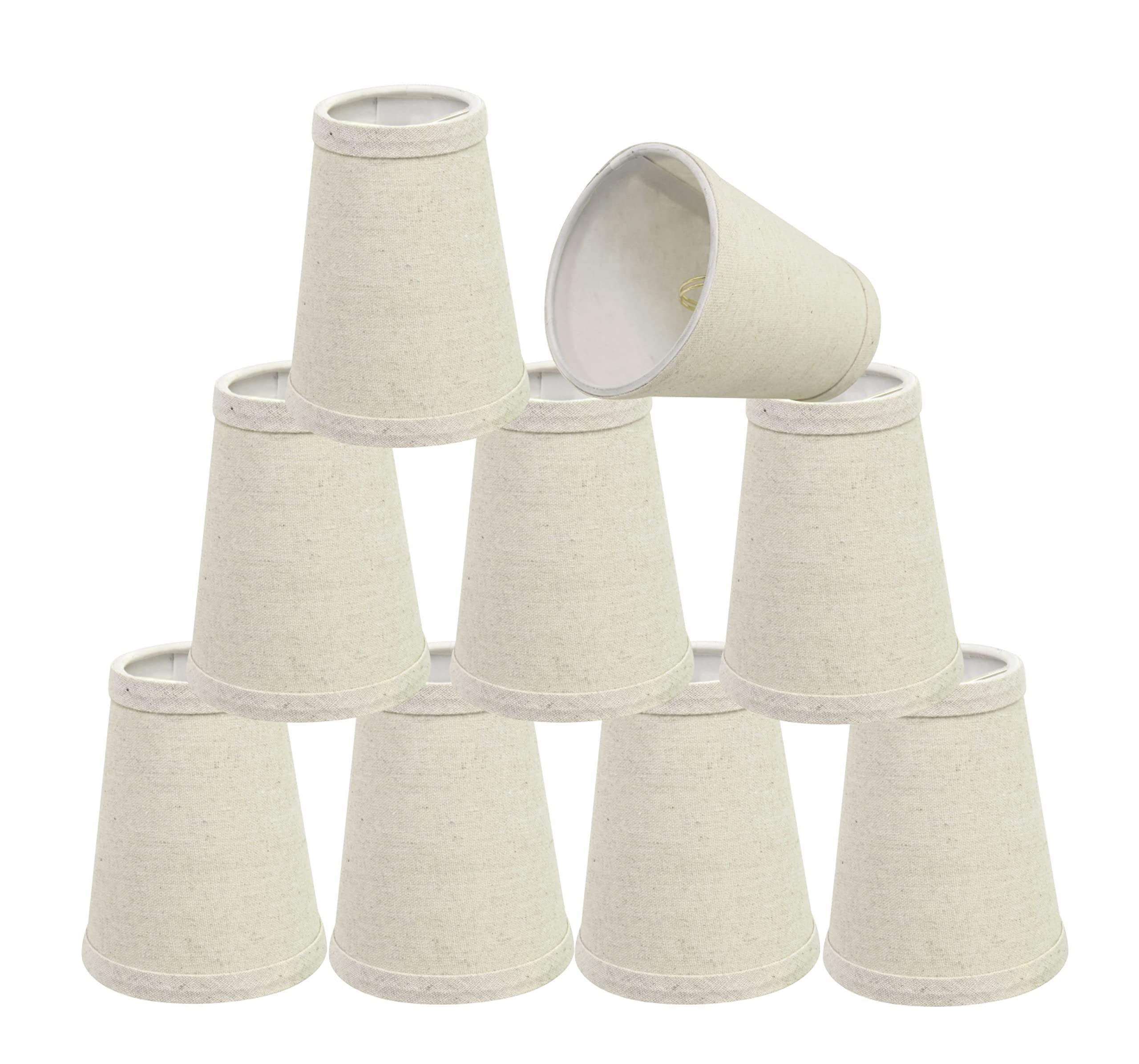 Aspen Creative 32653-9B, Empire Clip-On Chandelier Lamp Shade, Oatmeal, 2 1/2&quot; Top x 4&quot; Bottom x 5&quot; Slant Height, Set of 9