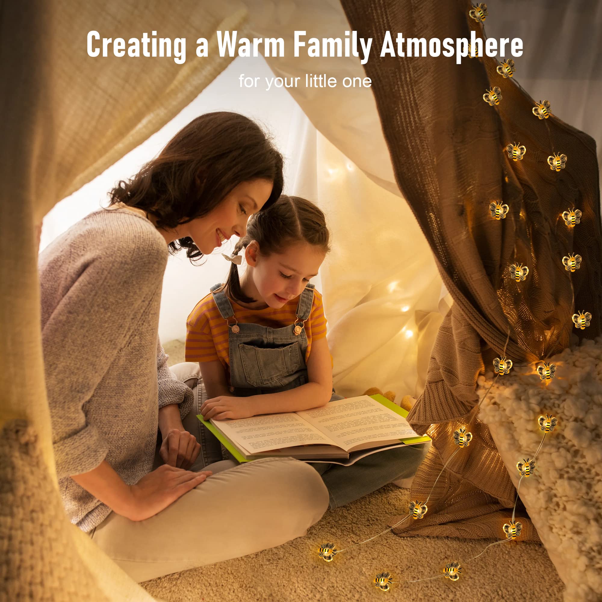 Coquimbo 10Ft Bee String Lights, 30 Led Fairy Lights, Battery Operated, Perfect For Decor