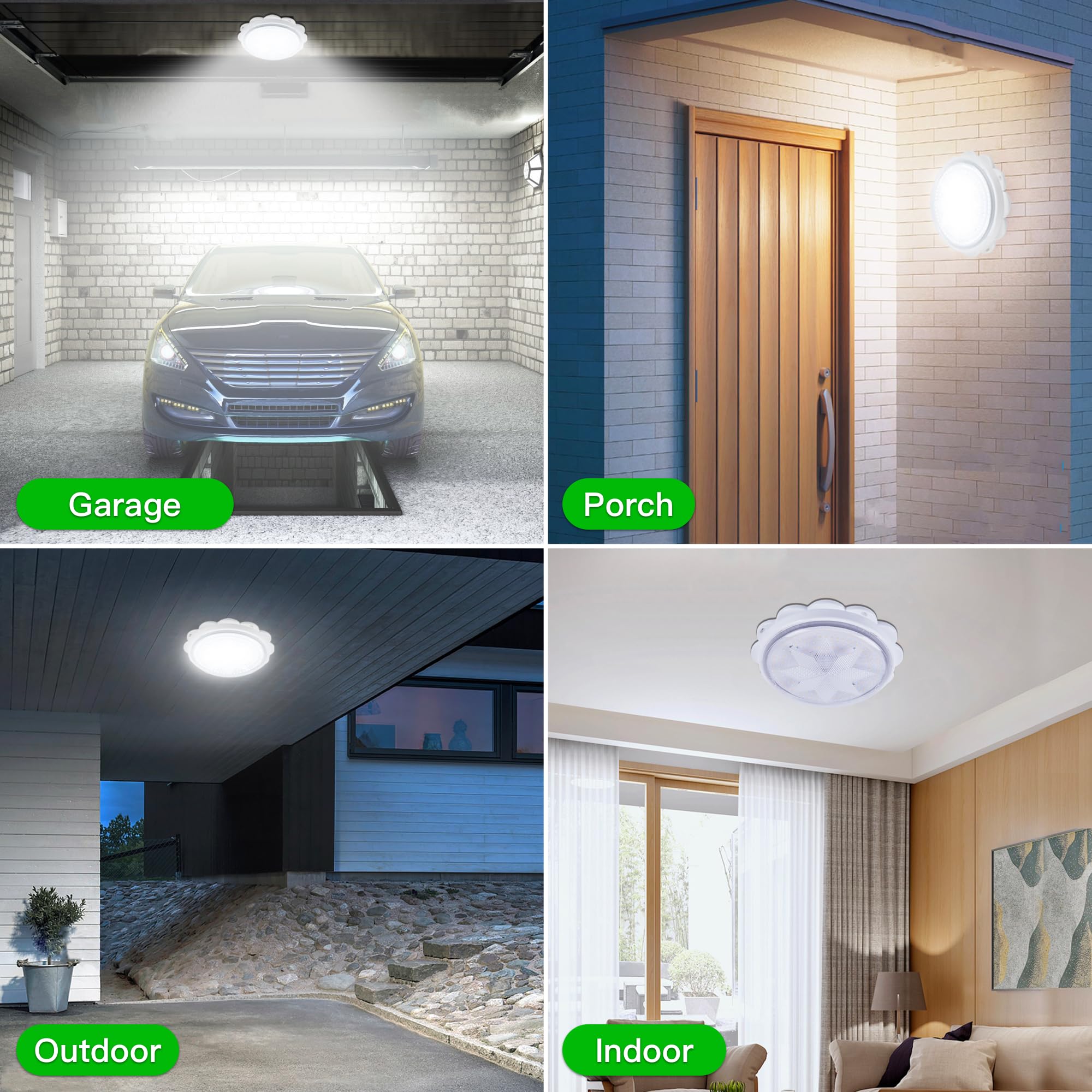 MEIHONG Solar Ceiling Light with Remote, Dusk to Dawn Sensor, White