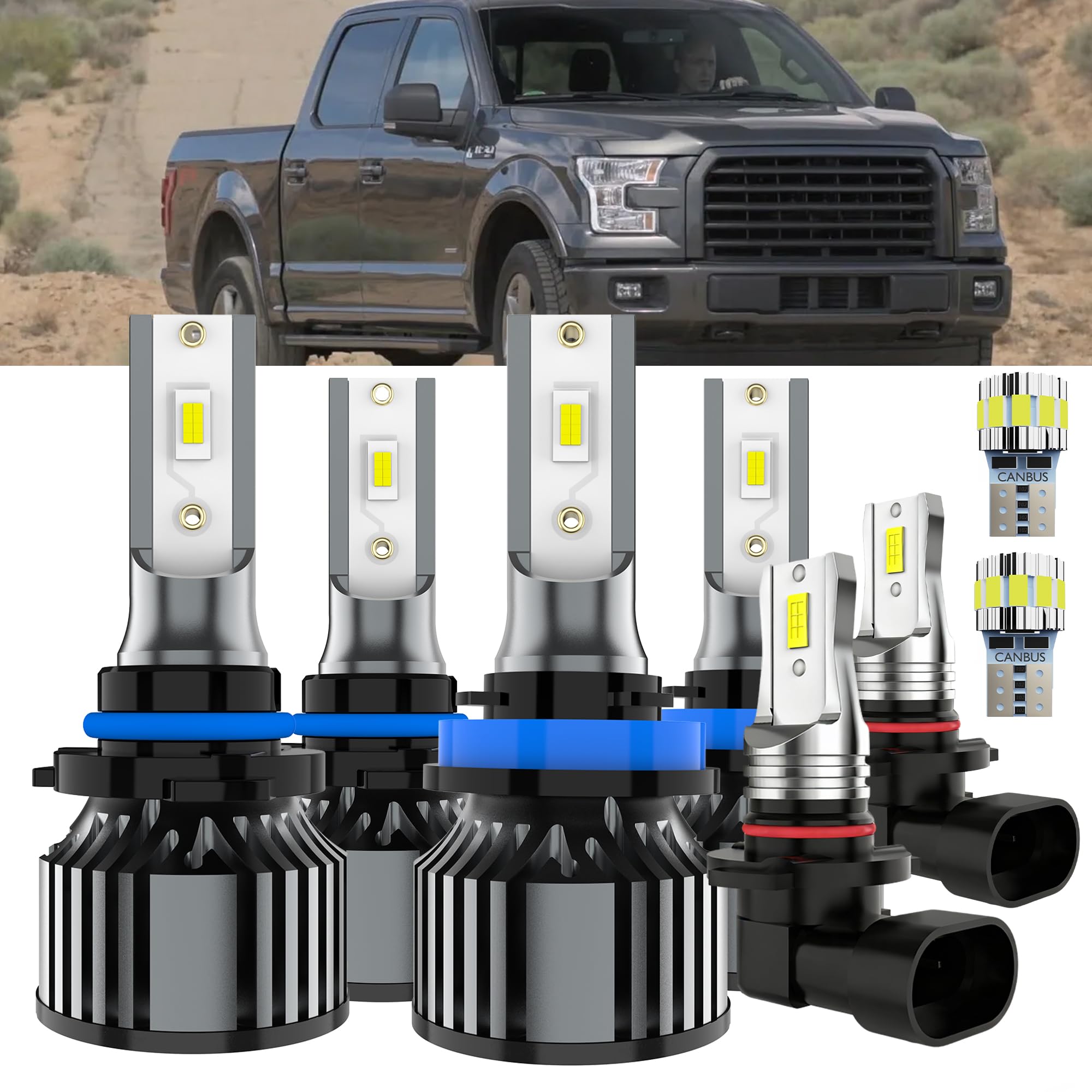 AYOTZIH Bulbs Fit For Ford F150 2015 2016 2017 2018 2019 2020 2021 2022 2023, High Beams+ Low Beams+ Fog Lights+ License Plate L