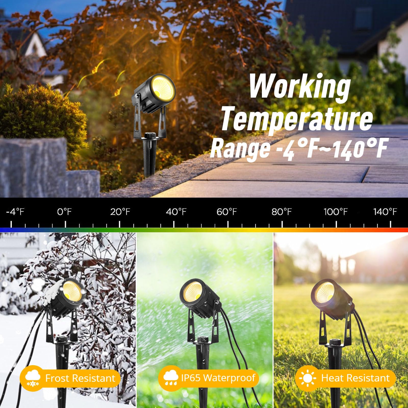 Ecowho 6 Pack 3W Low Voltage Landscape Lights, 2700K Warm White Waterproof Led Spot Lights