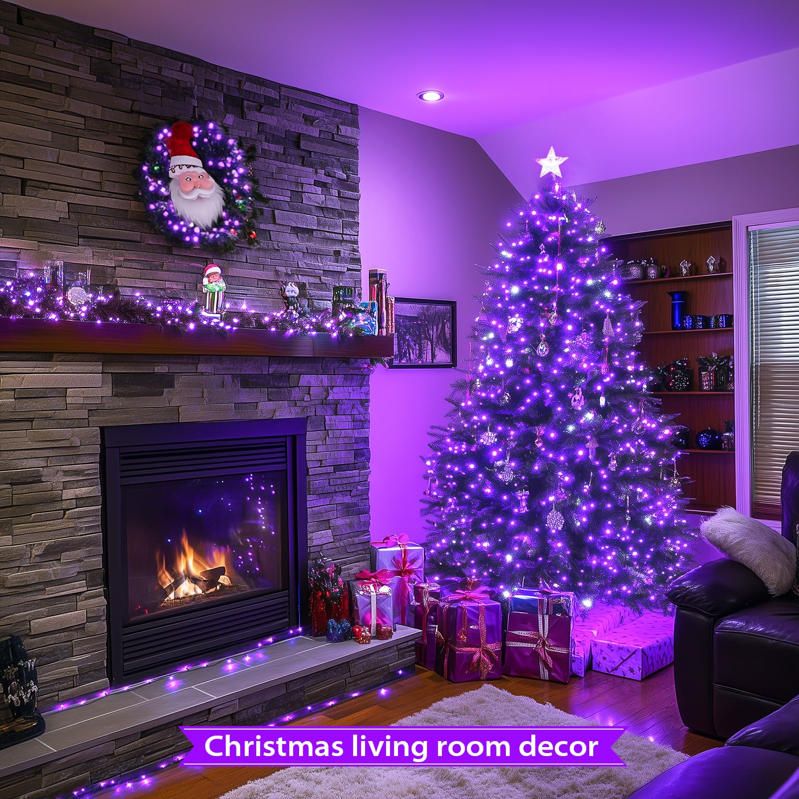JMEXSUSS 500 LED Purple Halloween String Lights, 173ft, 8 Modes, Waterproof, Green Wire, Model EXS-S-0500