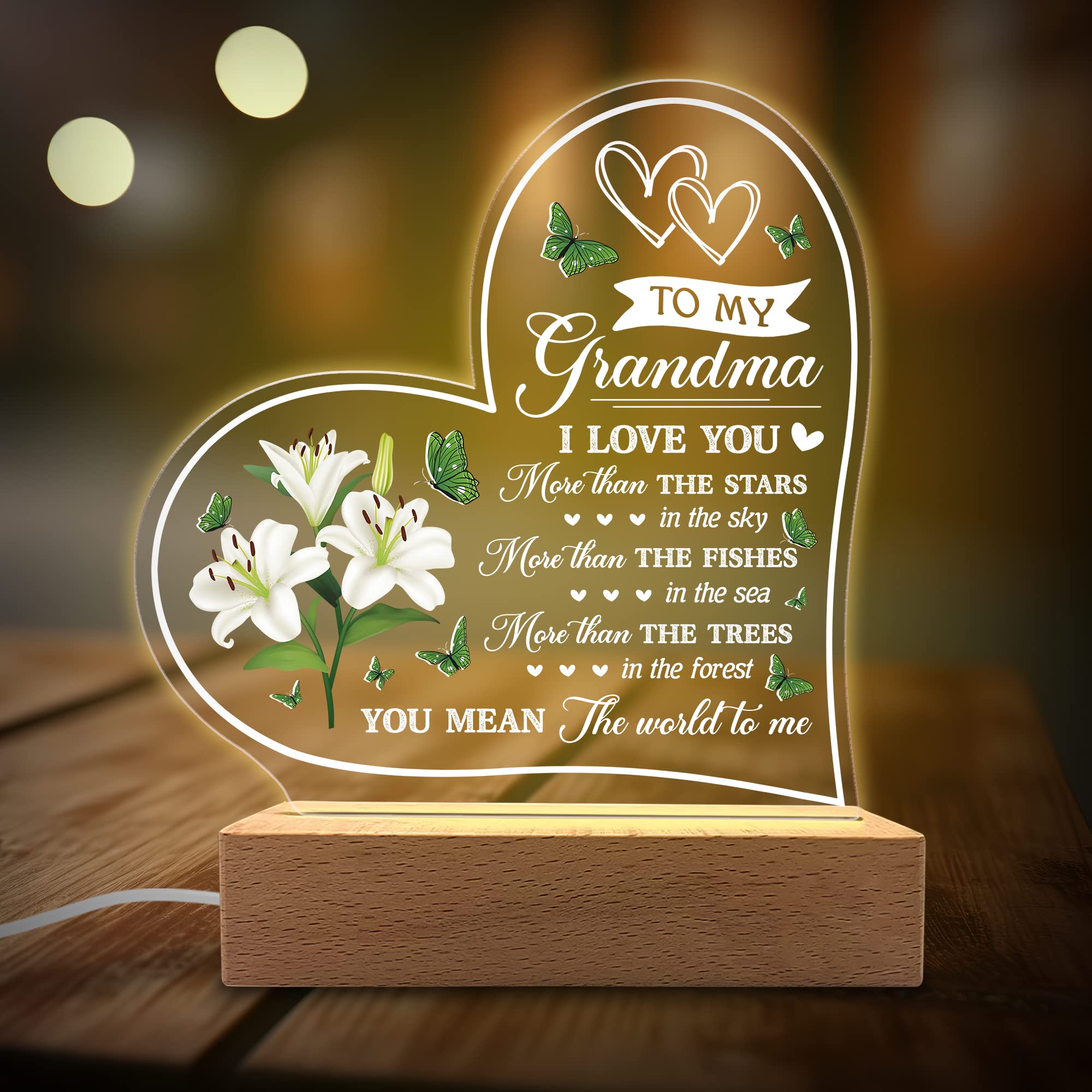 Kitchenvoy Acrylic Night Light - I Have Loved You My Whole Entire Life - Grandma Gifts From Grandkids - Rechargeable Lamp