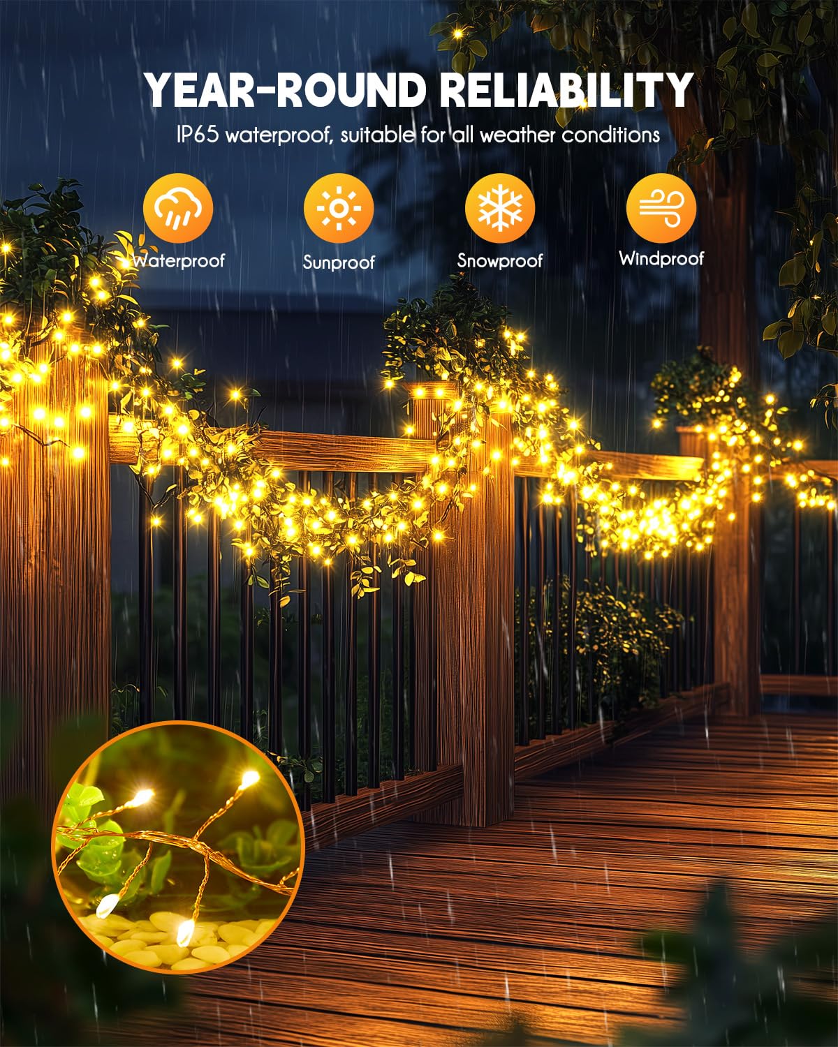 Brightown Solar String Lights, 39.2Ft 480 LED, 2 Pack, Warm White, Waterproof, 8 Modes, Fire er Twinkle Lights for Outdoor Use
