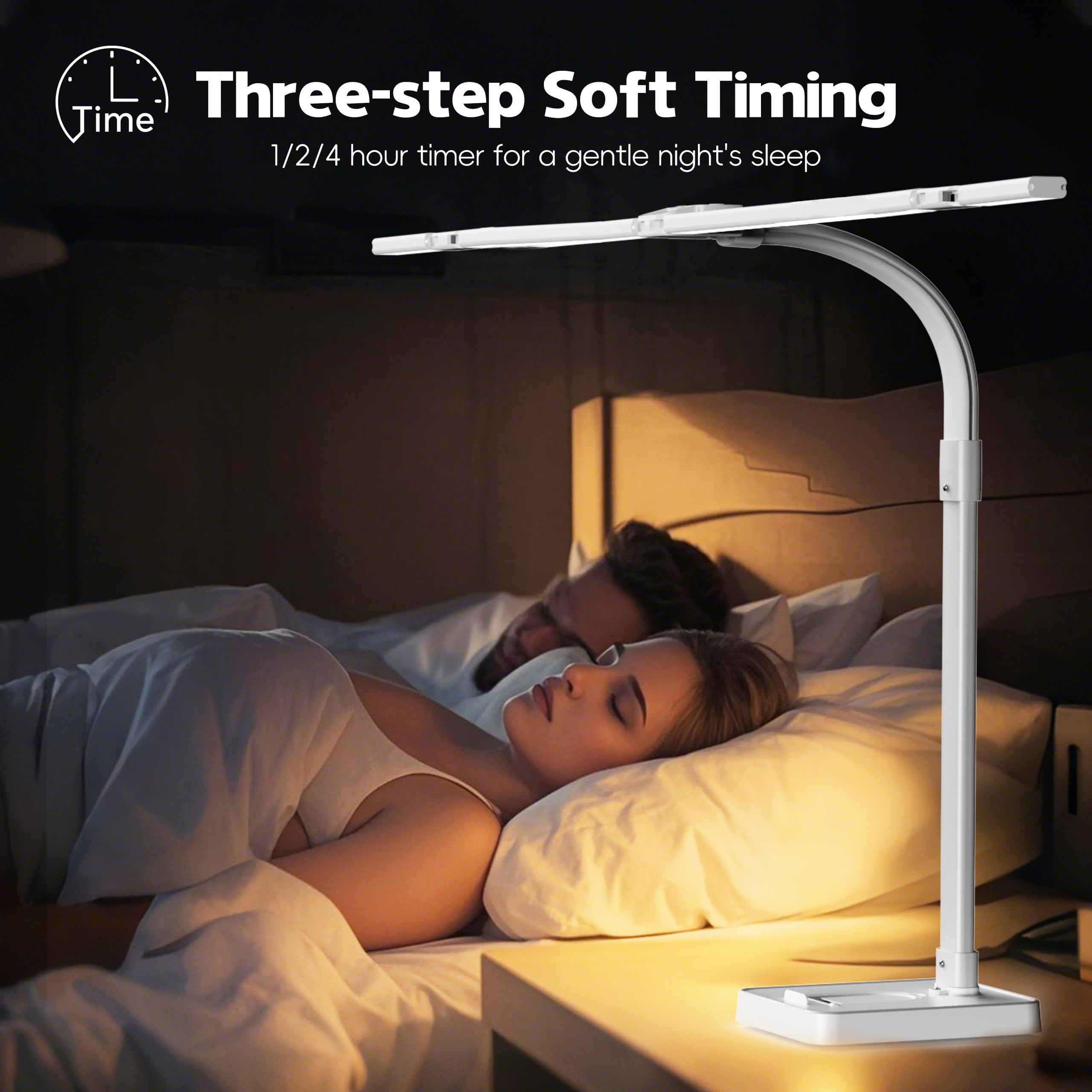 sandiea LED Desk Lamp - 24W Double Head Task Light, Adjustable Gooseneck, All White, 1"x1.01"x1", Eye-Caring Design, Model LT-T