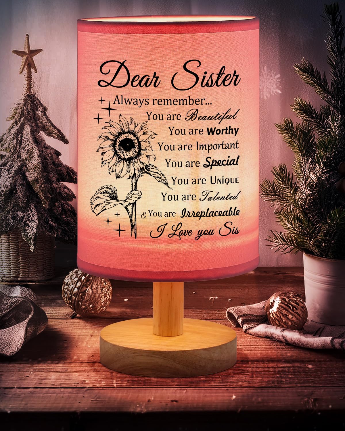 Calibron Sister Gifts, Sister Birthday Gifts Fabric Lamp, Birthday Gifts For Sister, Sisters Gifts From Sister Table Lamp With W