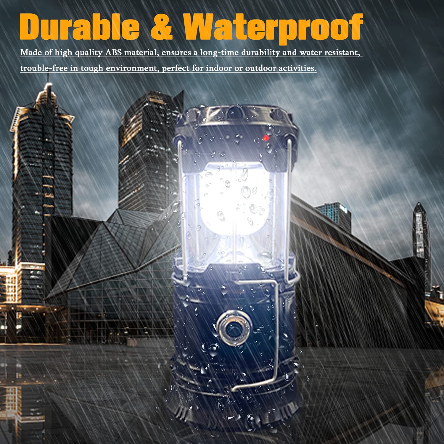 XTAUTO 2-Pack Collapsible Camping Lanterns - Solar & AC Rechargeable, Lightweight Waterproof LED Flashlights for Emergency & Outdoor Use, White
