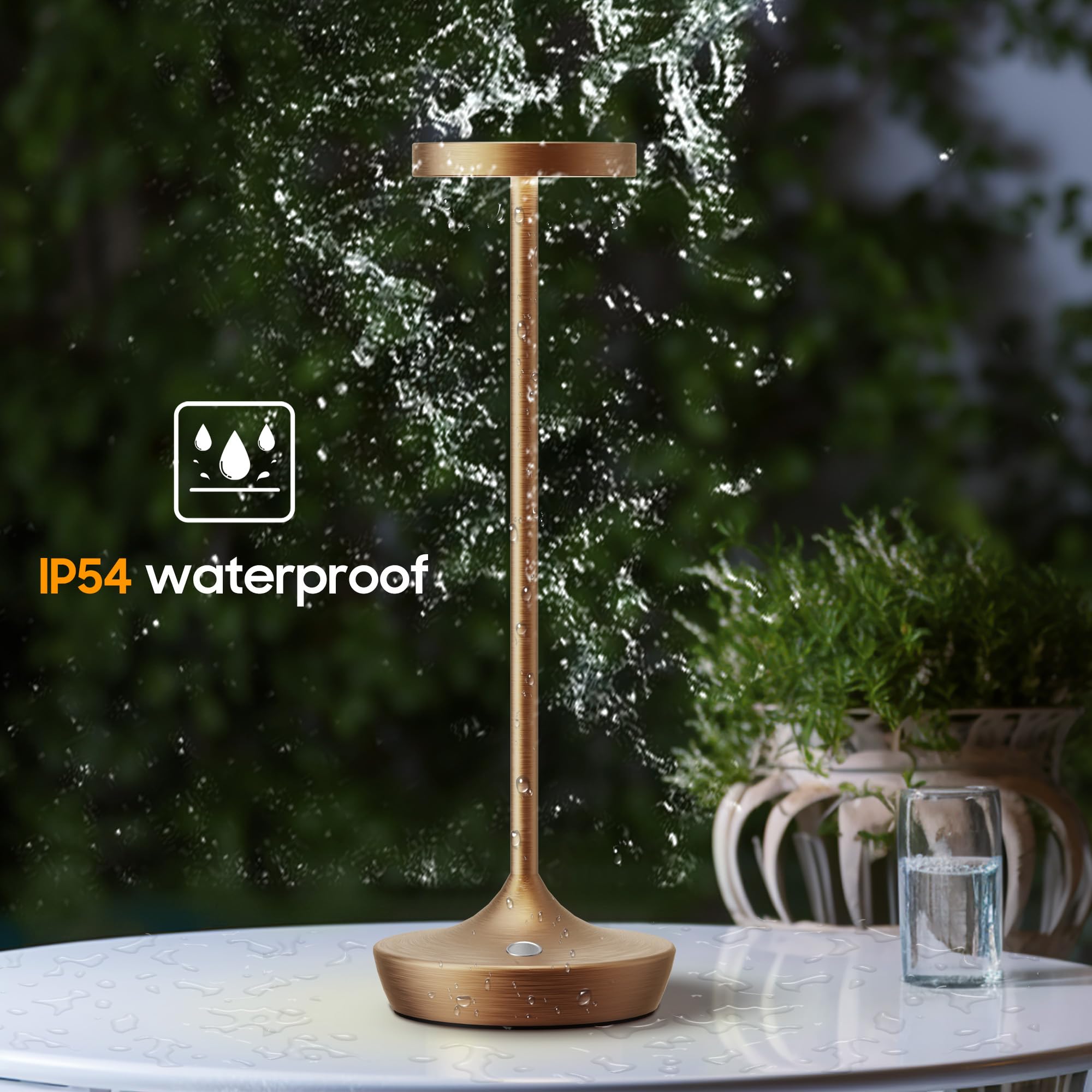 Sikevht Cordless Led Table Lamp - Rechargeable, Waterproof, 3-Color Dimming, Bronze