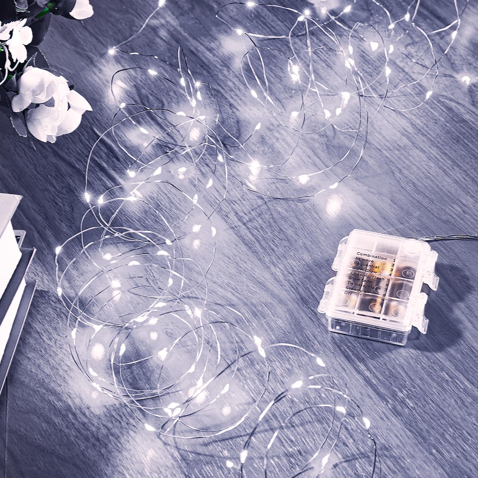 Ariceleo 1 Pack 65.6 Ft. Battery Operated Outdoor String Lights With Remote & Timer, Led Cool White Fairy Lights, Waterproof Twinkle Lights For Bedroom, Dorm, Mason Jar, Wedding, Party, Christmas