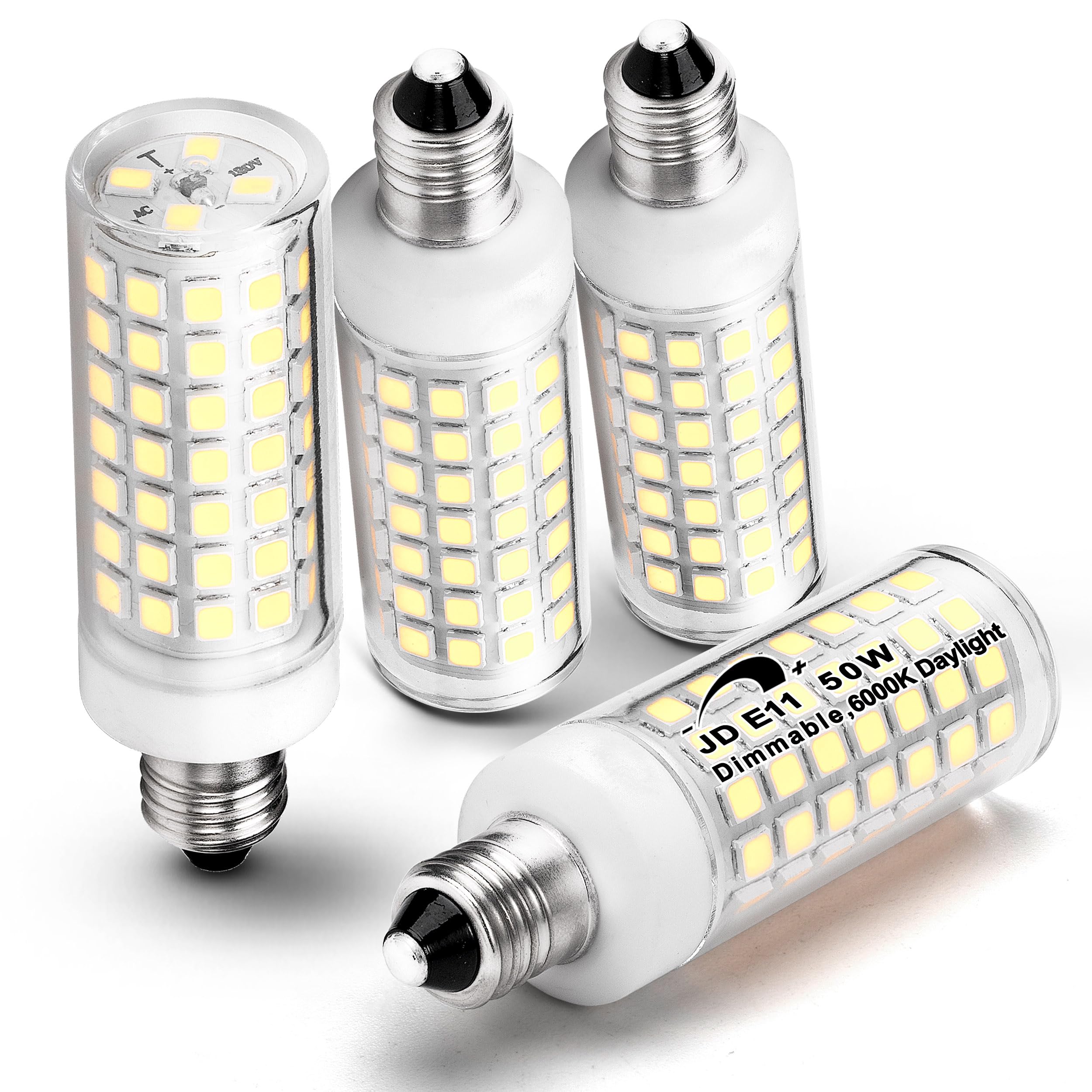 Alide E11 Led Bulbs Dimmable Daylight,Jde11 120V 50W Halogen Candelabra Bulbs Equivalent,T3 T4 Mini Base Jd E11 Bulb, 6000K Brig