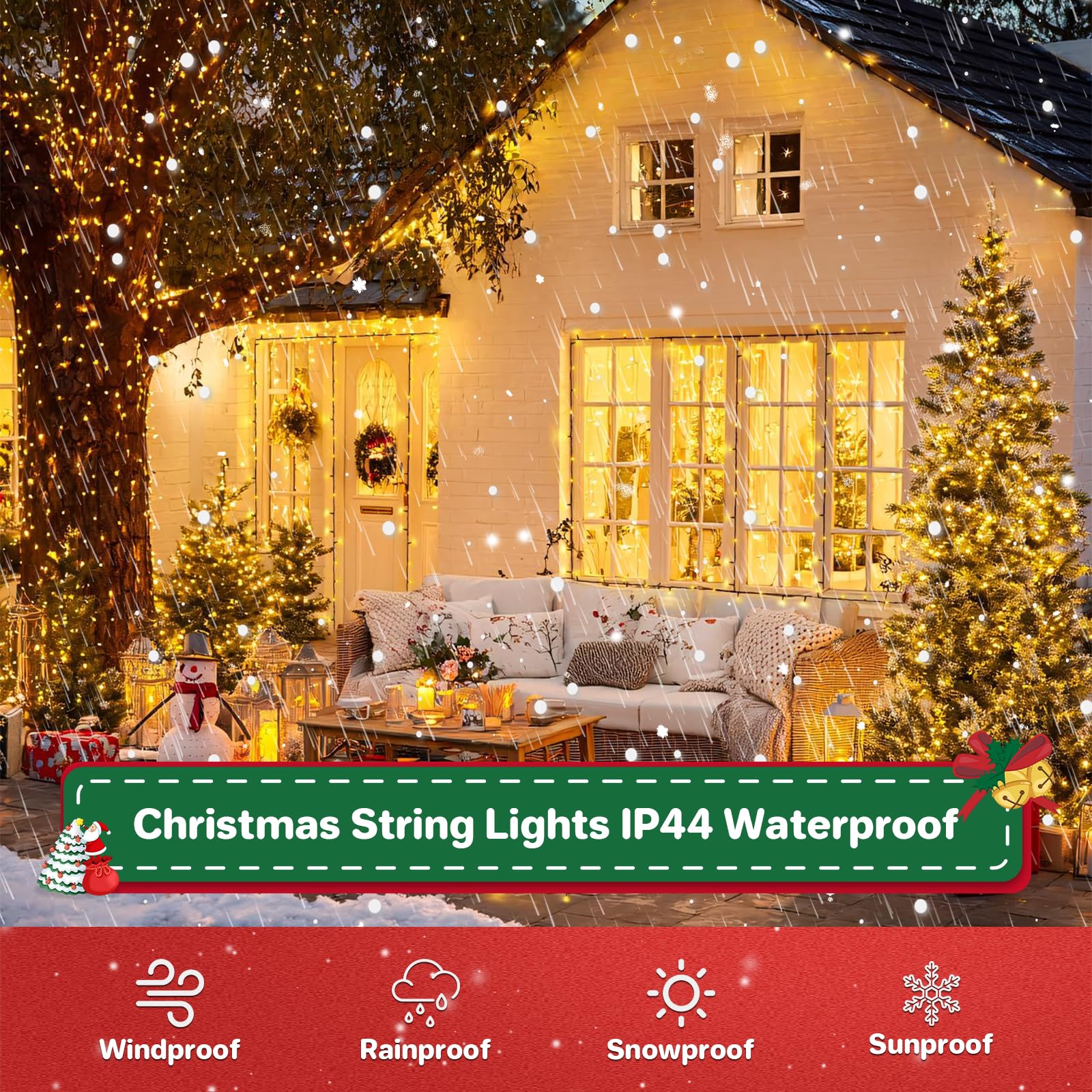 TGXCF 25FT 150LED Christmas Lights, Battery-Powered, Warm White, Cluster Lights with Timer & 8 Modes, Model F3-100LED
