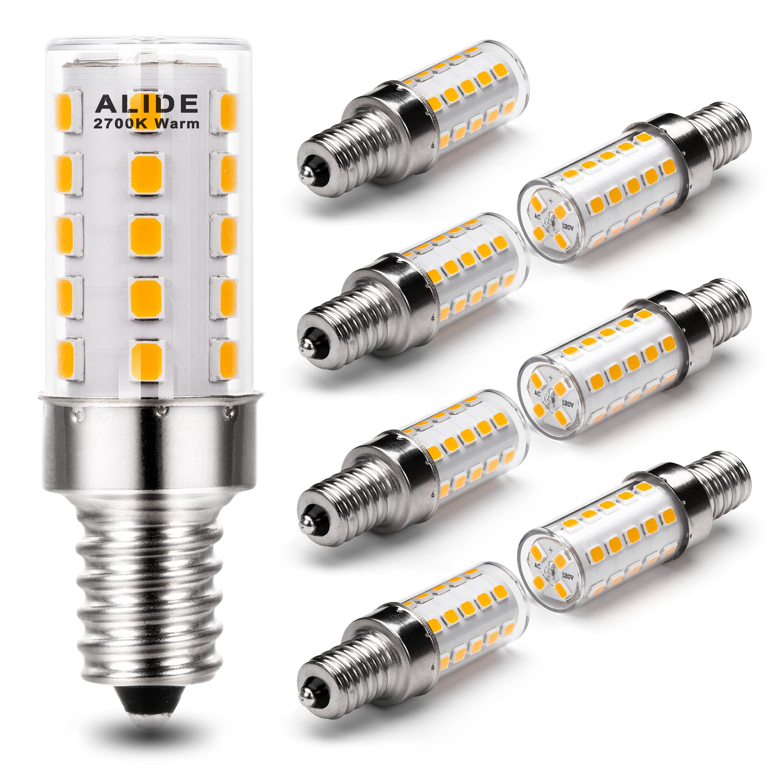 Alide E12 40 Watt Equivalent Led Bulbs,2700K Warm White,E12 T6 C7 4W Led Candelabra Bulb For Ceil Fan Light Chandelier Pendant L