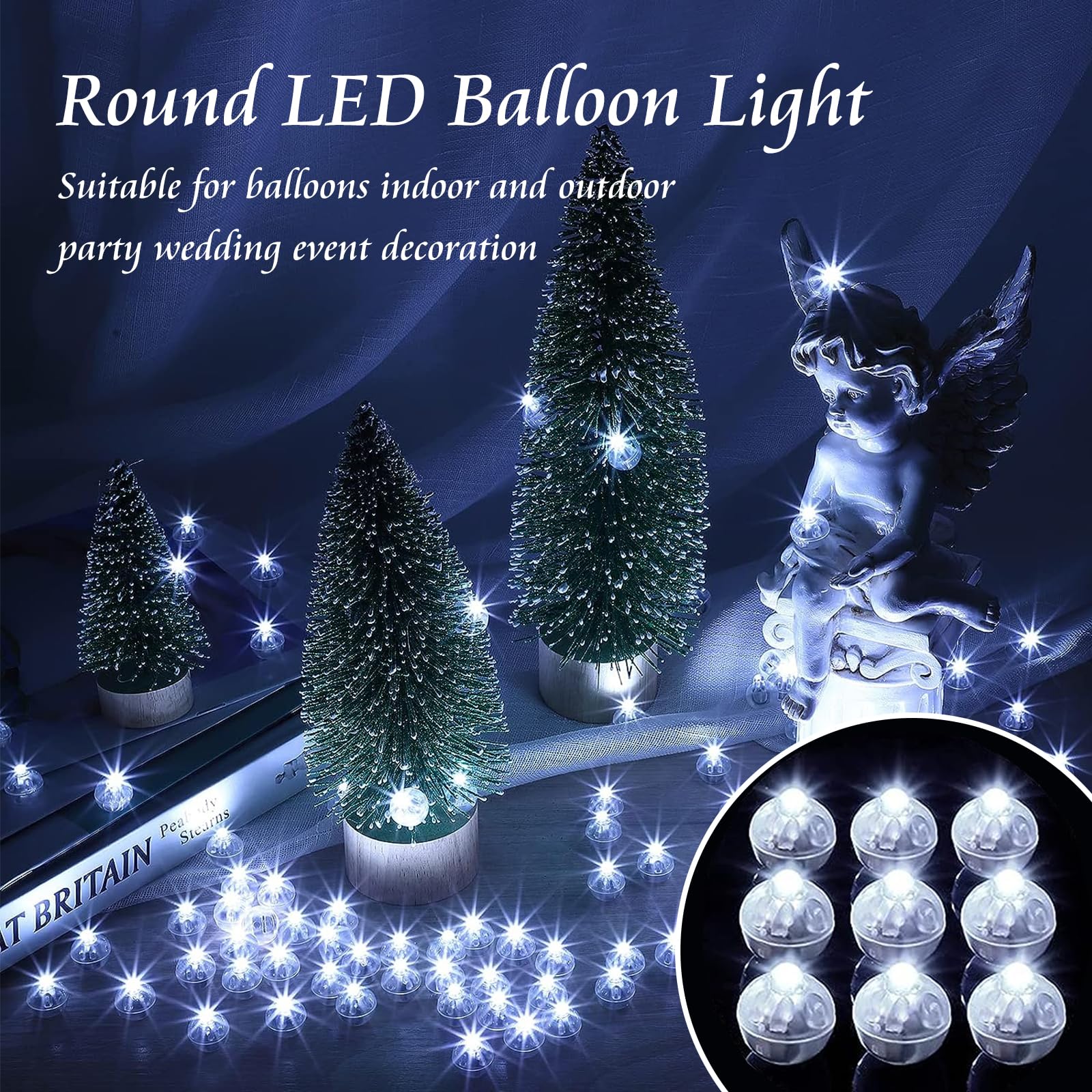 Chzk 50Pcs Balloon Lights Mini Led Lights Round Long Standby Time Ball Light Paper Lantern Balloons Lights For Birthday Party Christmas Halloween Decoration (50, Cold White)