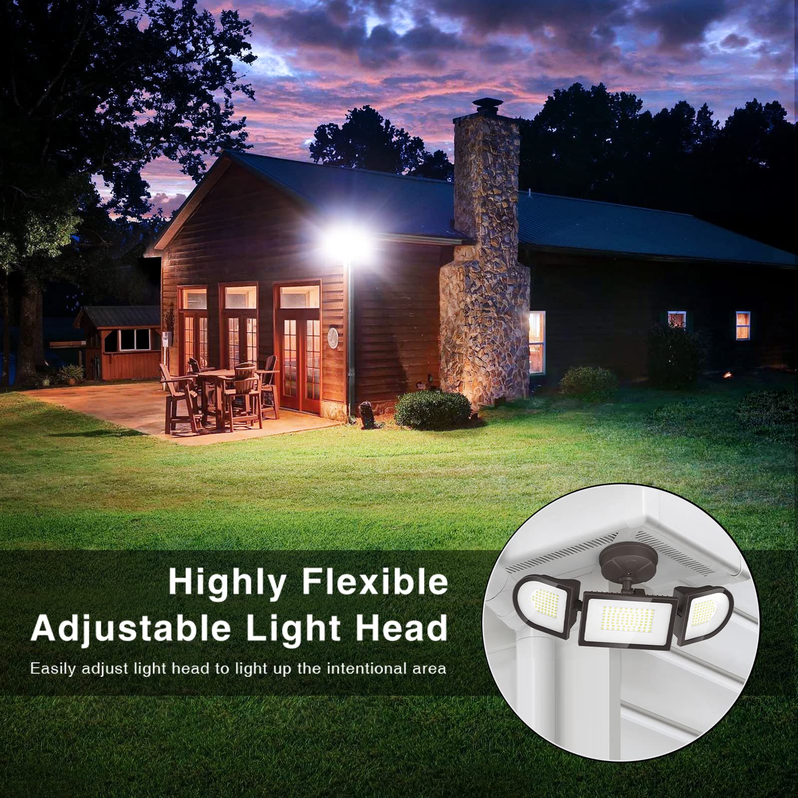 Onforu 100W LED Security Light, 9000LM IP65 Waterproof Floodlight, 6500K White, Brown, Model BDD100-3 for Garden, Garage, Yard