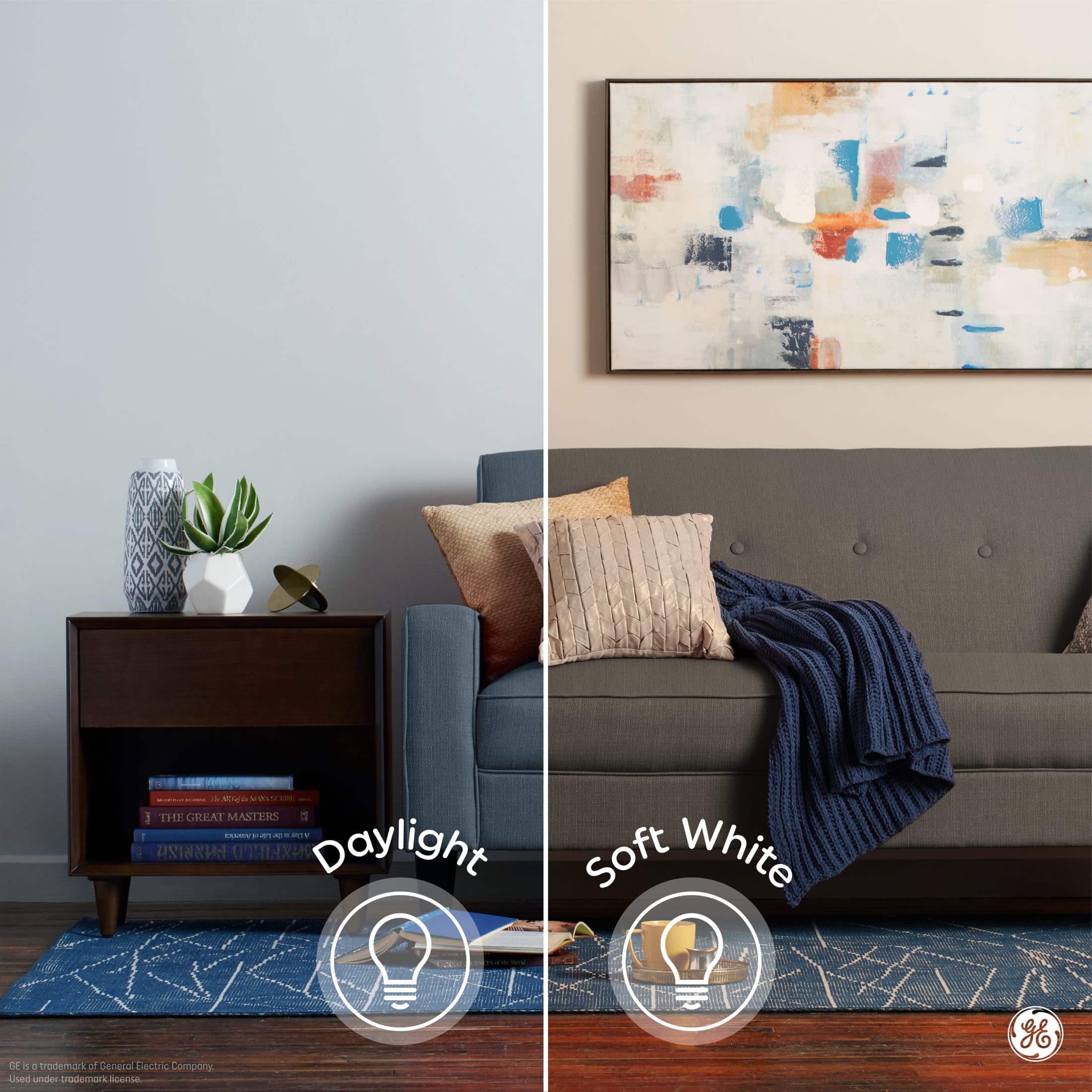 Ge Led Light Bulbs, 60 Watt, Soft White, G16.5 Globe Bulbs, Clear, Small Base (2 Pack)