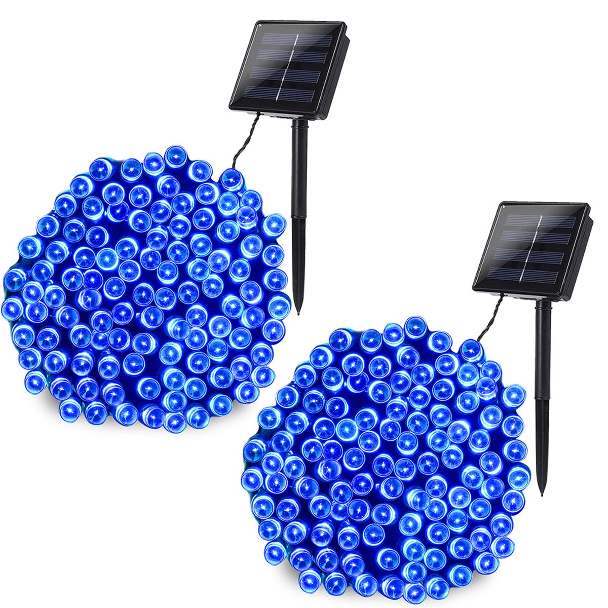 Joomer Blue Solar Christmas Lights, 2 Pack Total 144 Ft 400 Led 8 Modes Waterproof Outdoor For Christmas Decorations
