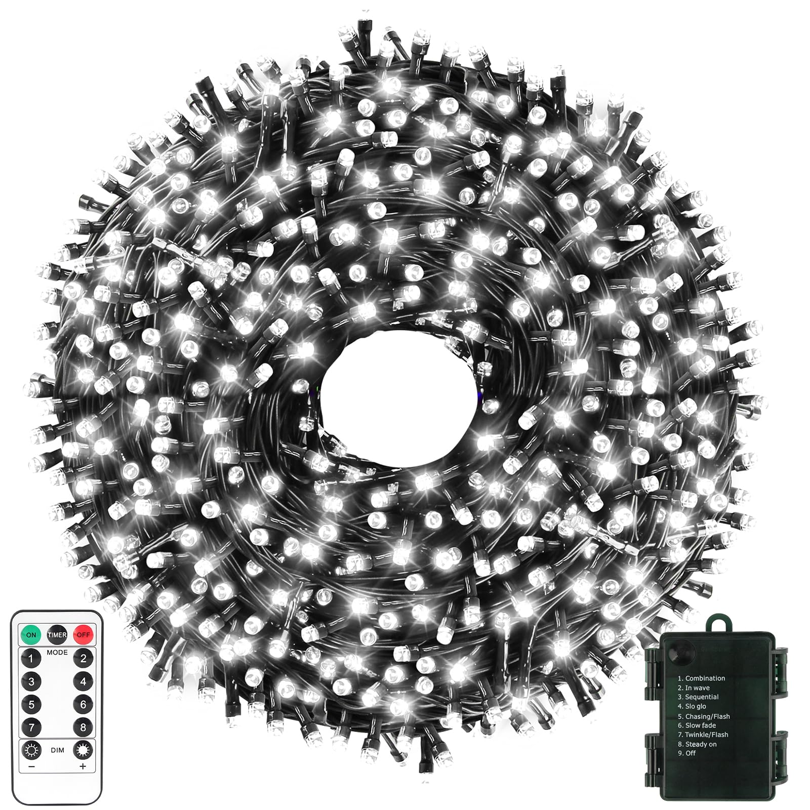 Green Convenience Christmas Lights 33ft 100LED Battery Operated String Lights with USB or Battery Powered Waterproof for Indoor 