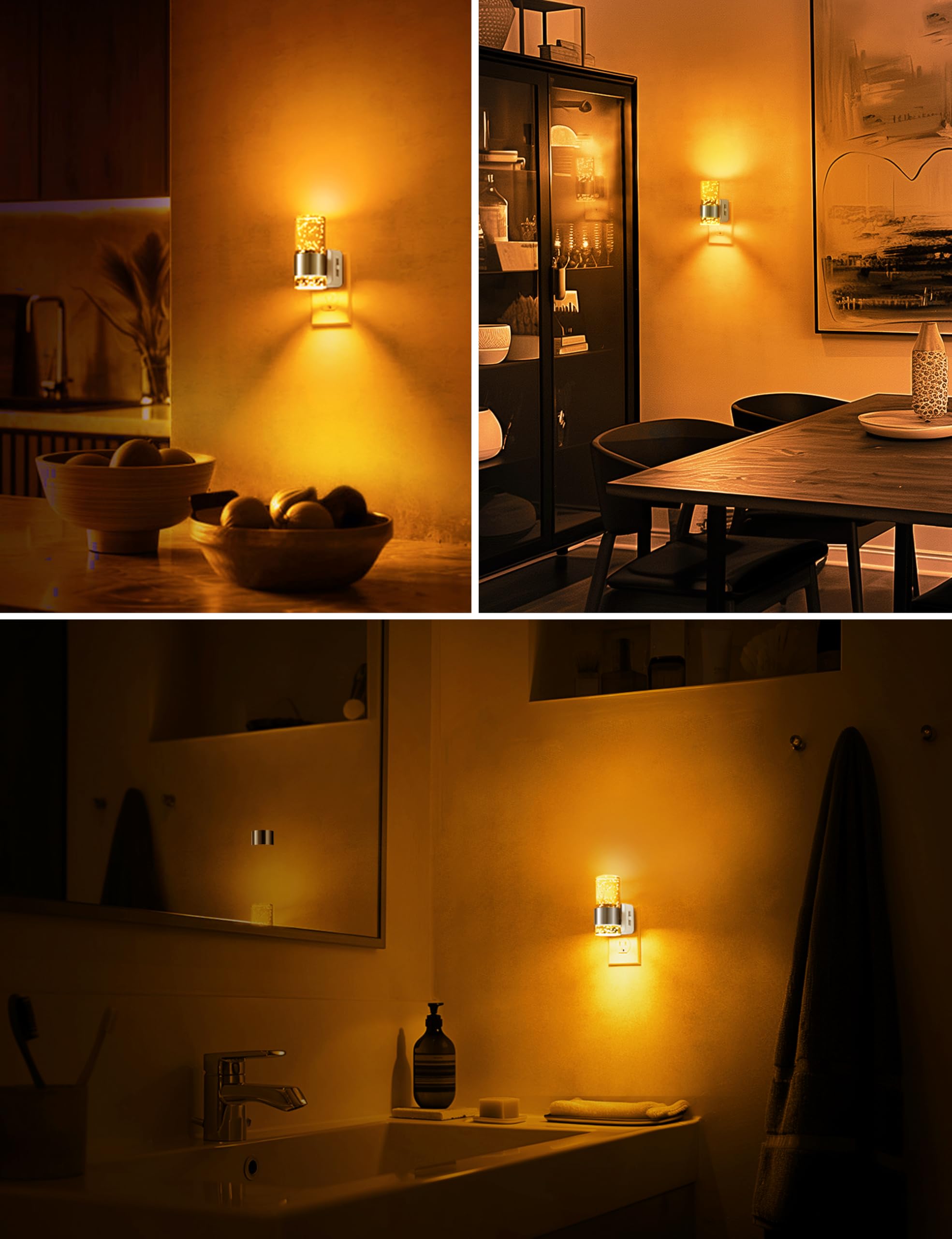 L LOHAS LED Night Light - Dimmable Plug-in Acrylic Nightlight, 0-100 LM Brightness, Amber, Dusk to Dawn Sensor, Model A-GY19707DCH2