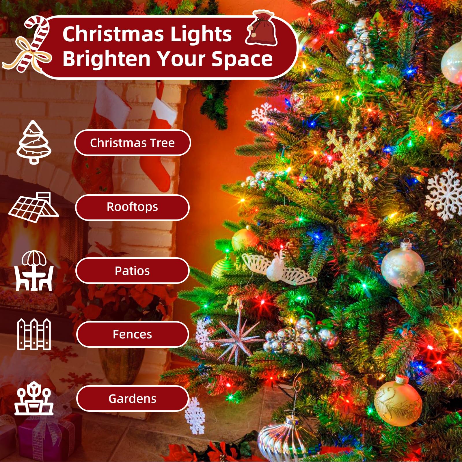 Led Mini Christmas Lights, 33Ft 120 Count Multicolor Christmas Tree Lights With Green Wire, Ul Certified Commercial Grade For Xm