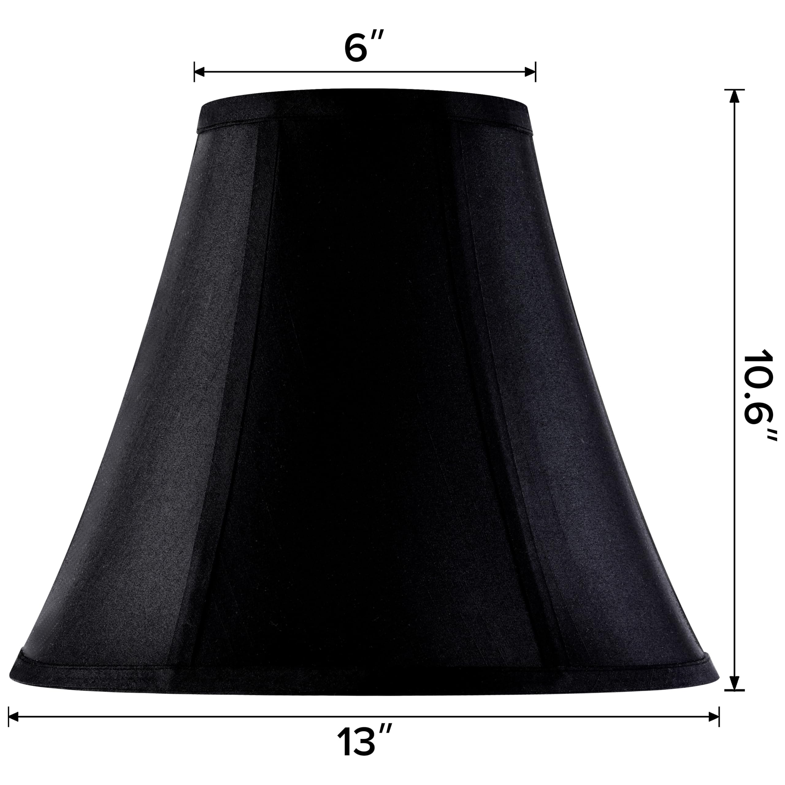 Go&So Black Bell Lamp Shade 6'' Top X 13'' Bottom X 10.6'' High (Spider) Traditional Table & Floor Lamp Shade - Side Ribbing Han
