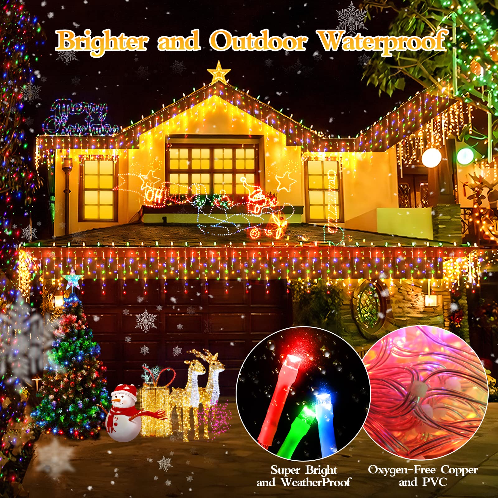 960 Led 98Ft Christmas Lights Plug In 8 Modes With Timer Dimmable Christmas Decorations Outdoor Waterproof Indoor Curtain String
