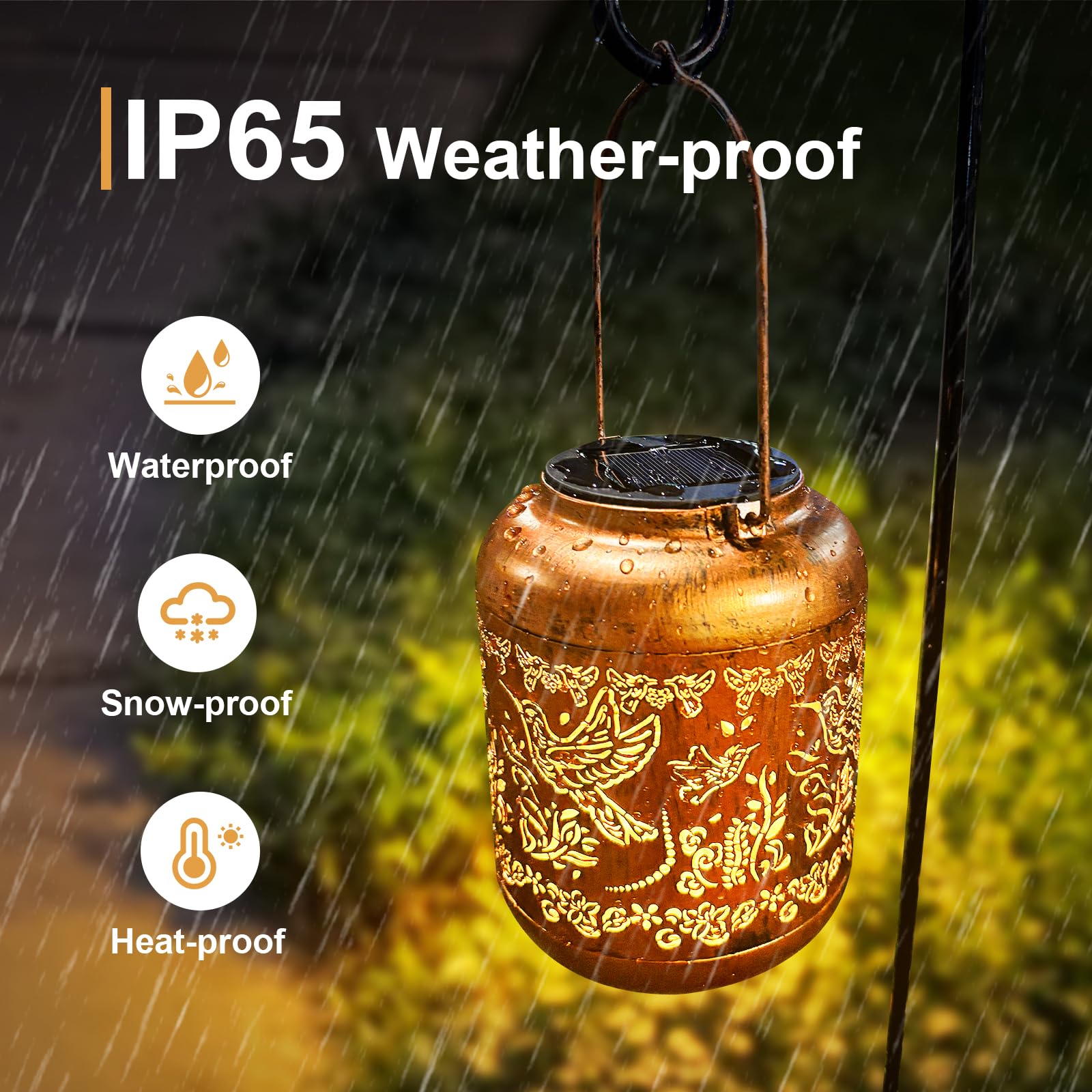 Hummingbird Solar Lanterns Outdoor Hanging Waterproof Hummingbird Garden Decor Christmas Gifts For Women Mom Grandma Metal Solar