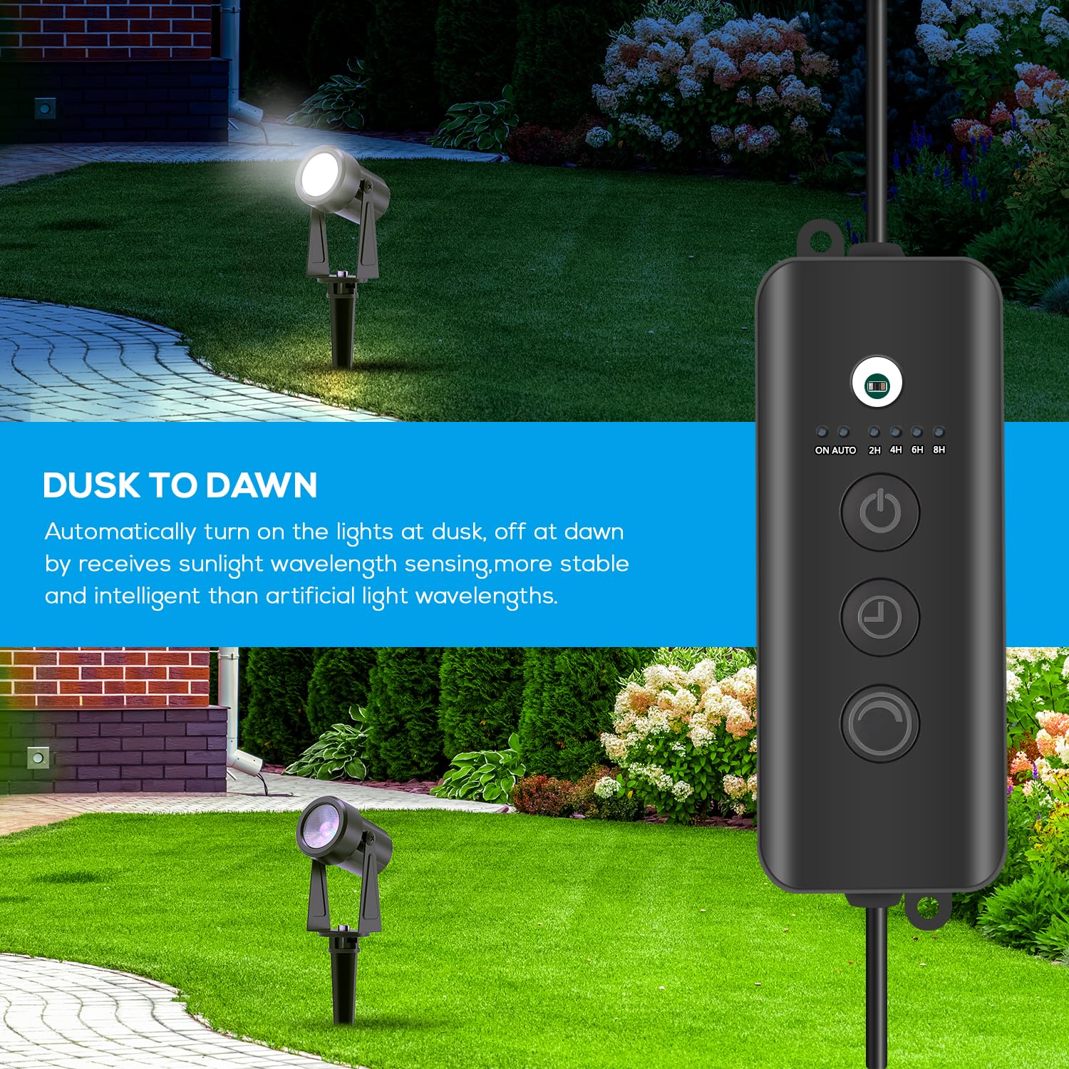 Sunthin Outdoor Landscape Lighting With Dusk To Dawn Sensor Controller, 6 Pack