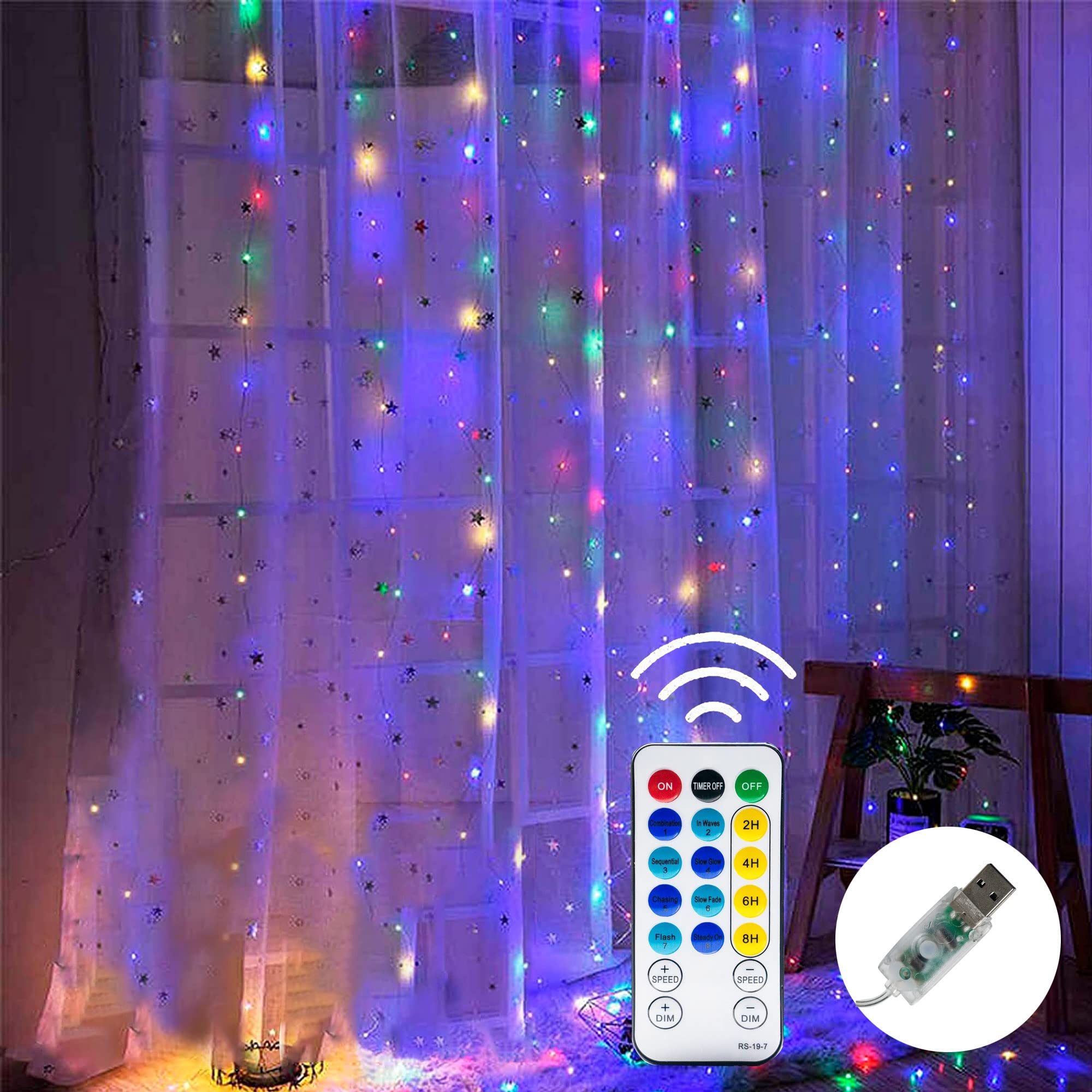 Dazzle Bright 300 Led Multicolor Fairy String Lights, 9.8Ft, 8 Modes, Waterproof For Home Decor