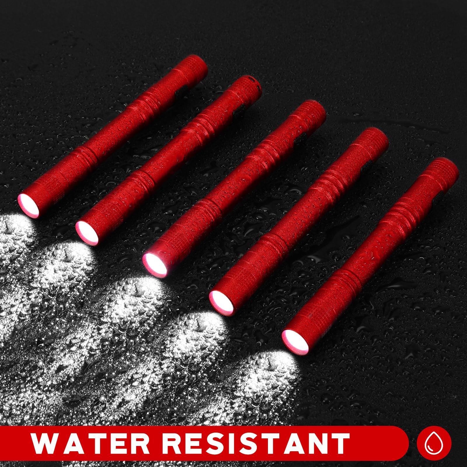 Hortsun Mini Pen Light Flashlights, 5.12 Inch, Aluminum, Red, 20 Pcs Pocket LED Torches for Gifts