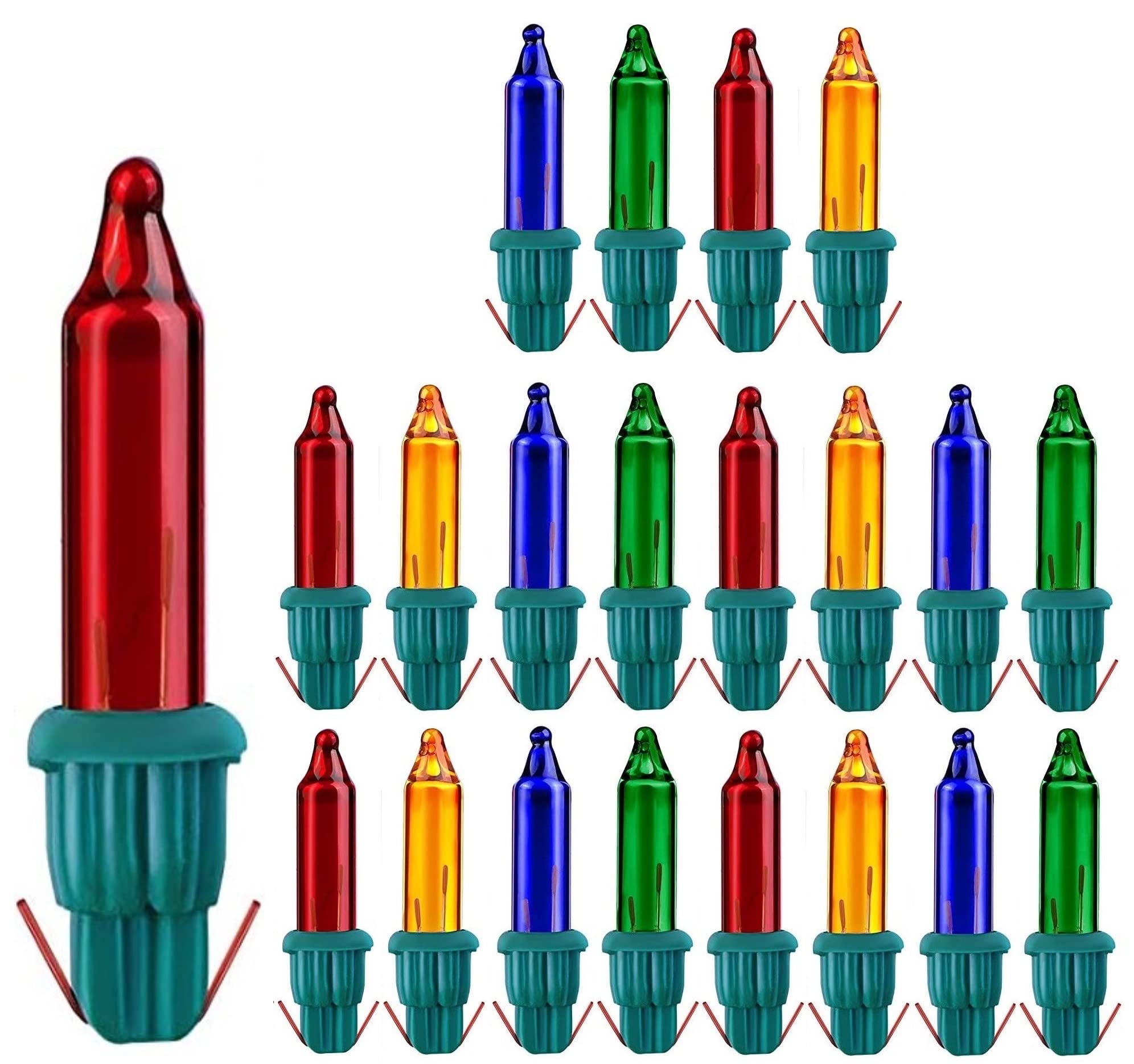 JL Missouri Christmas Light Bulbs - 20 Count Mixed Color Glass Incandescent Replacement Tree Lights