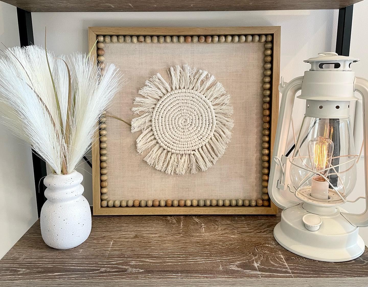 Muskoka Lifestyle Products Rustic Farmhouse Lantern Table Lamp, Dimmable, Glass, Medium Body, White, Model 722589486968