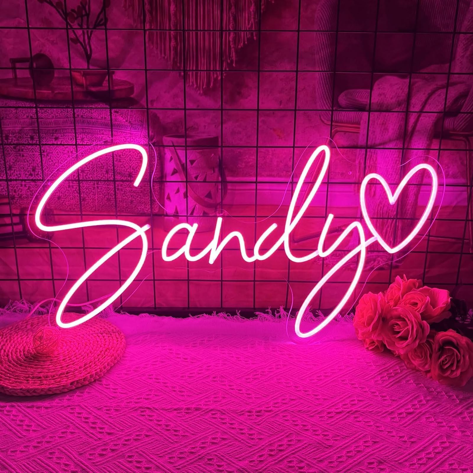 AIOMBVY Custom Neon Sign - Personalized LED Wall Decor, 8inx4in, Multi Color, Plastic for Weddings & Birthdays
